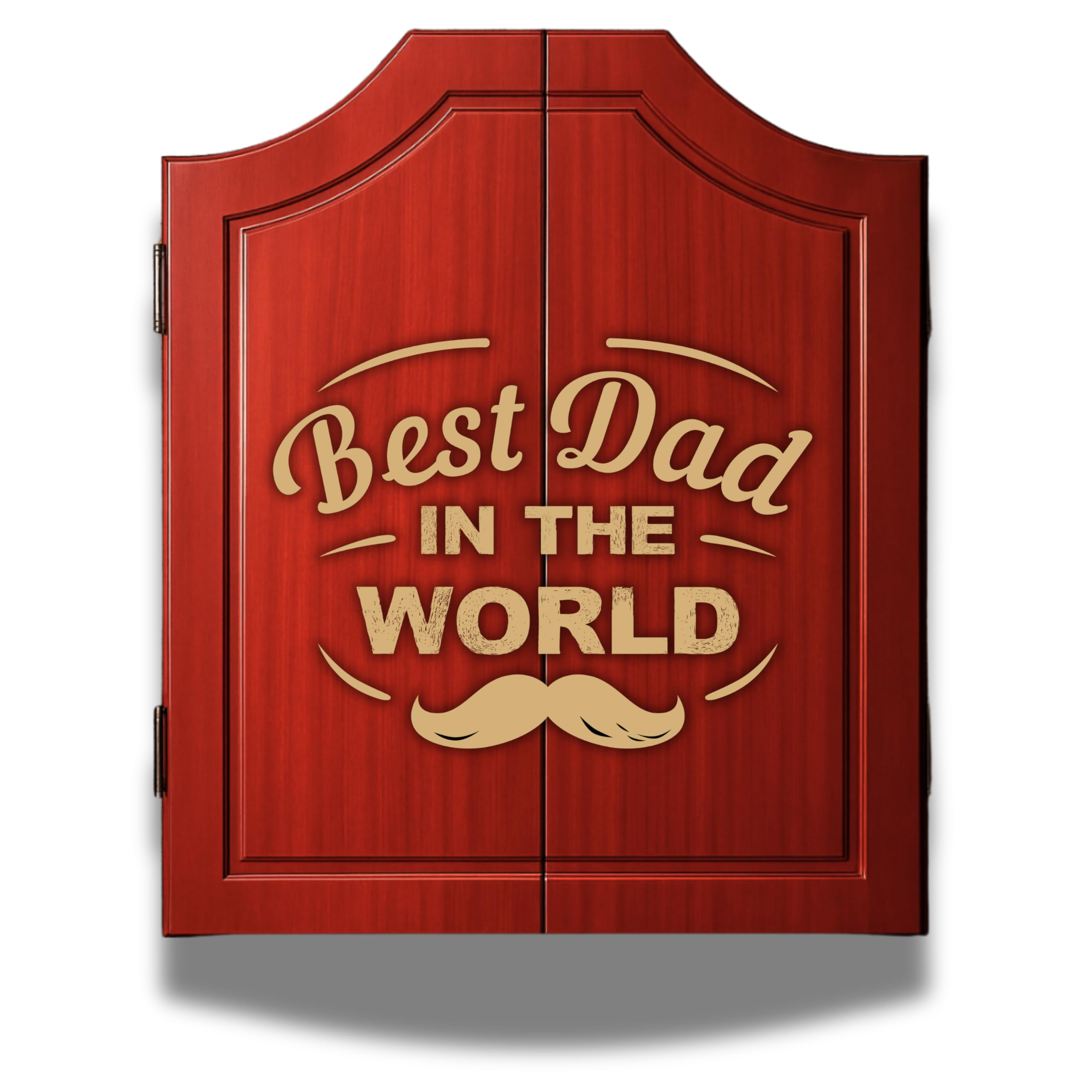 MOM OR DAD Dart Board Cabinet Decorative Dart Boards [6*Steel Darts] - Wooden Dartboard Cabinet with Integrated Scoreboard for Game Rooms (A) Mother's Day and Father's Day