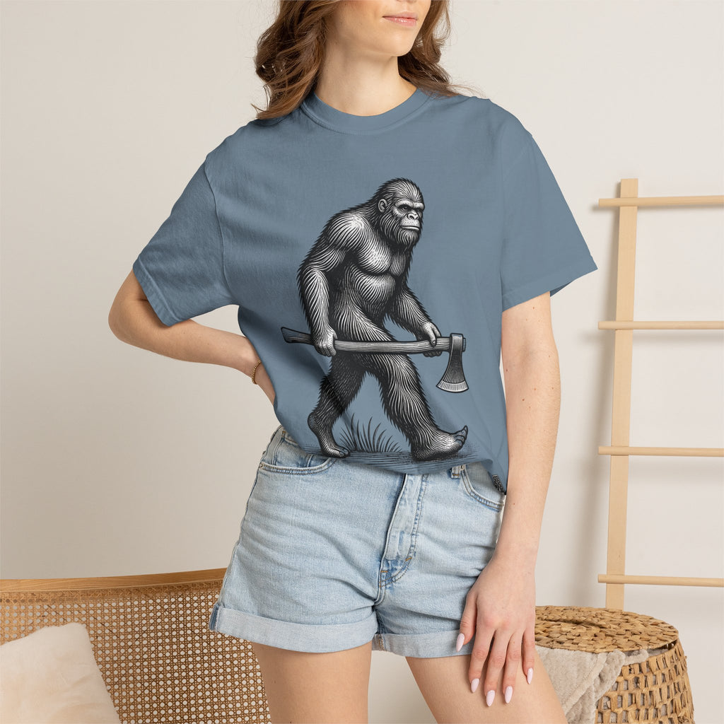Sasquatch with Axe T-shirt | Vintage Bigfoot Illustration USA
