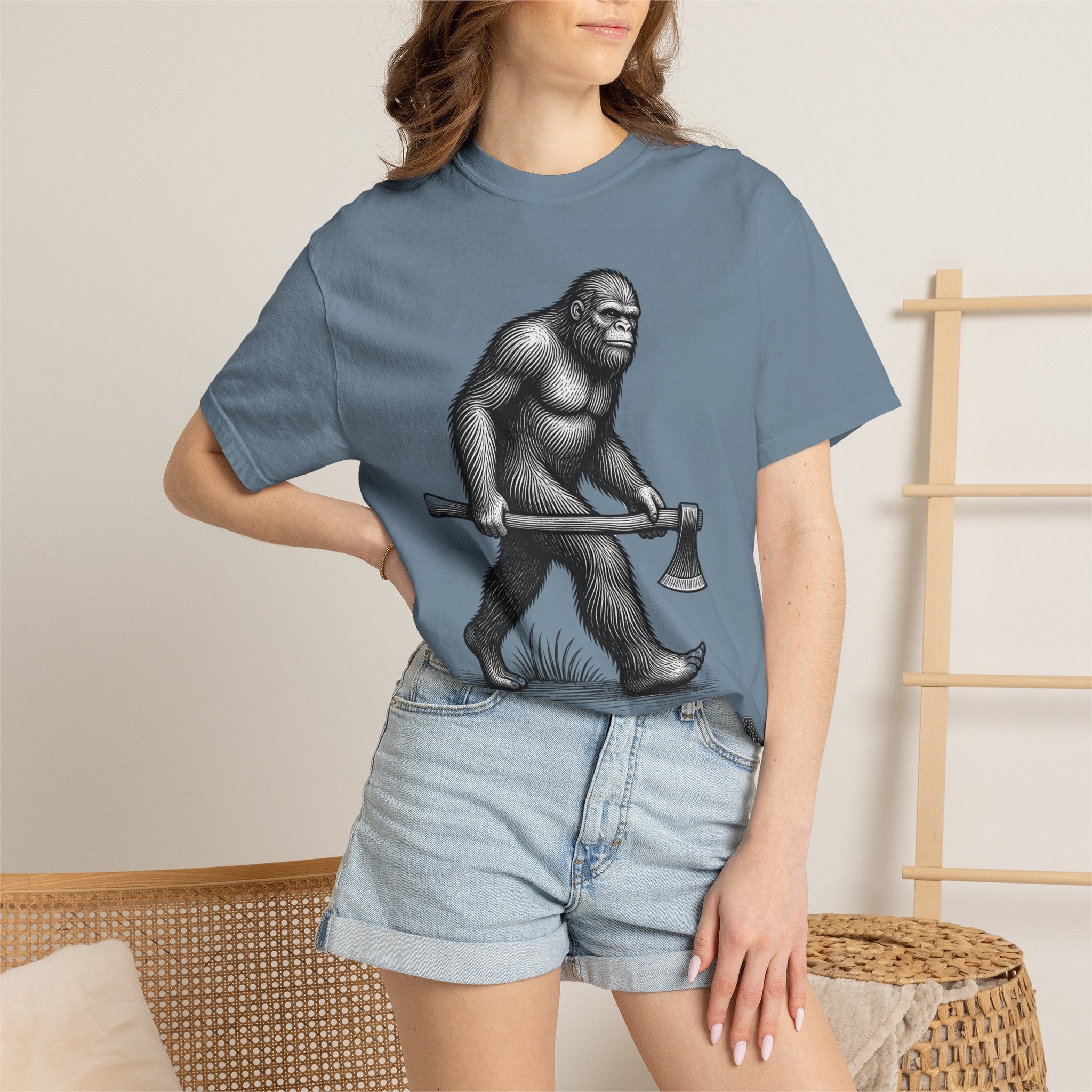 Sasquatch with Axe T-shirt | Vintage Bigfoot Illustration USA