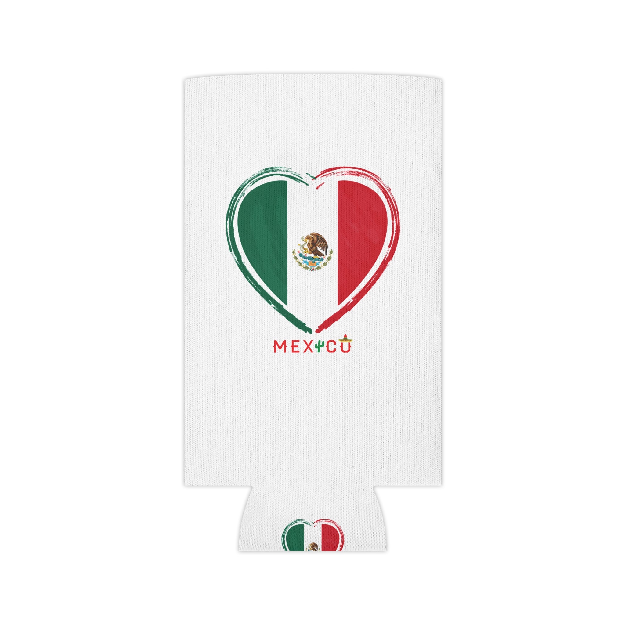 Mexico Heart Flag Can Cooler | Mexican Flag Beverage Kozy