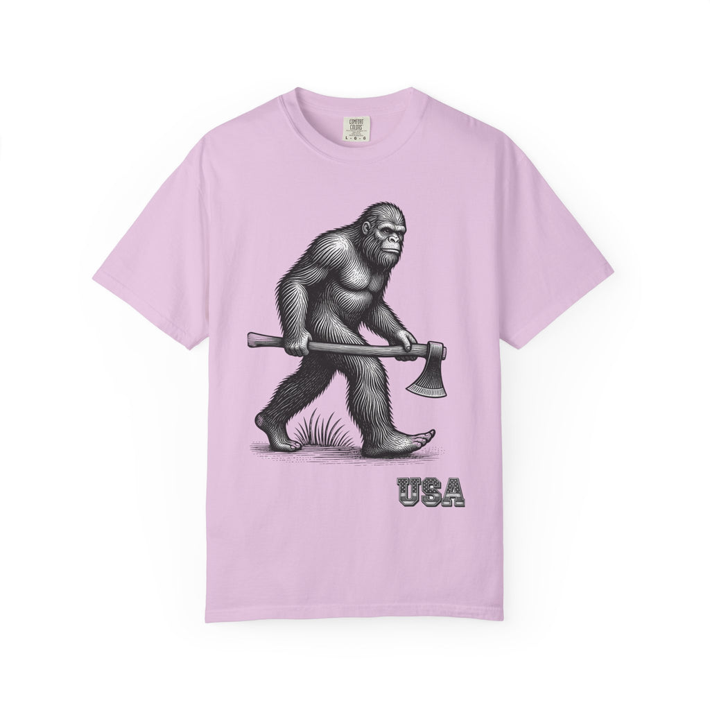 Sasquatch with Axe T-shirt | Vintage Bigfoot Illustration USA