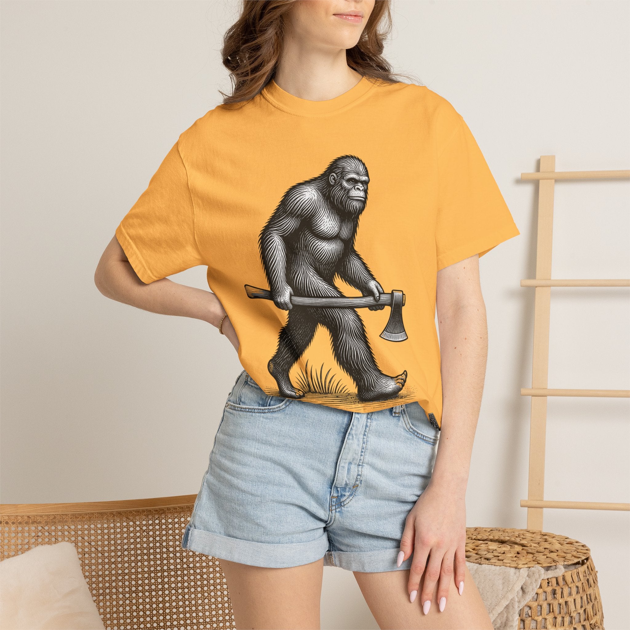 Sasquatch with Axe T-shirt | Vintage Bigfoot Illustration USA