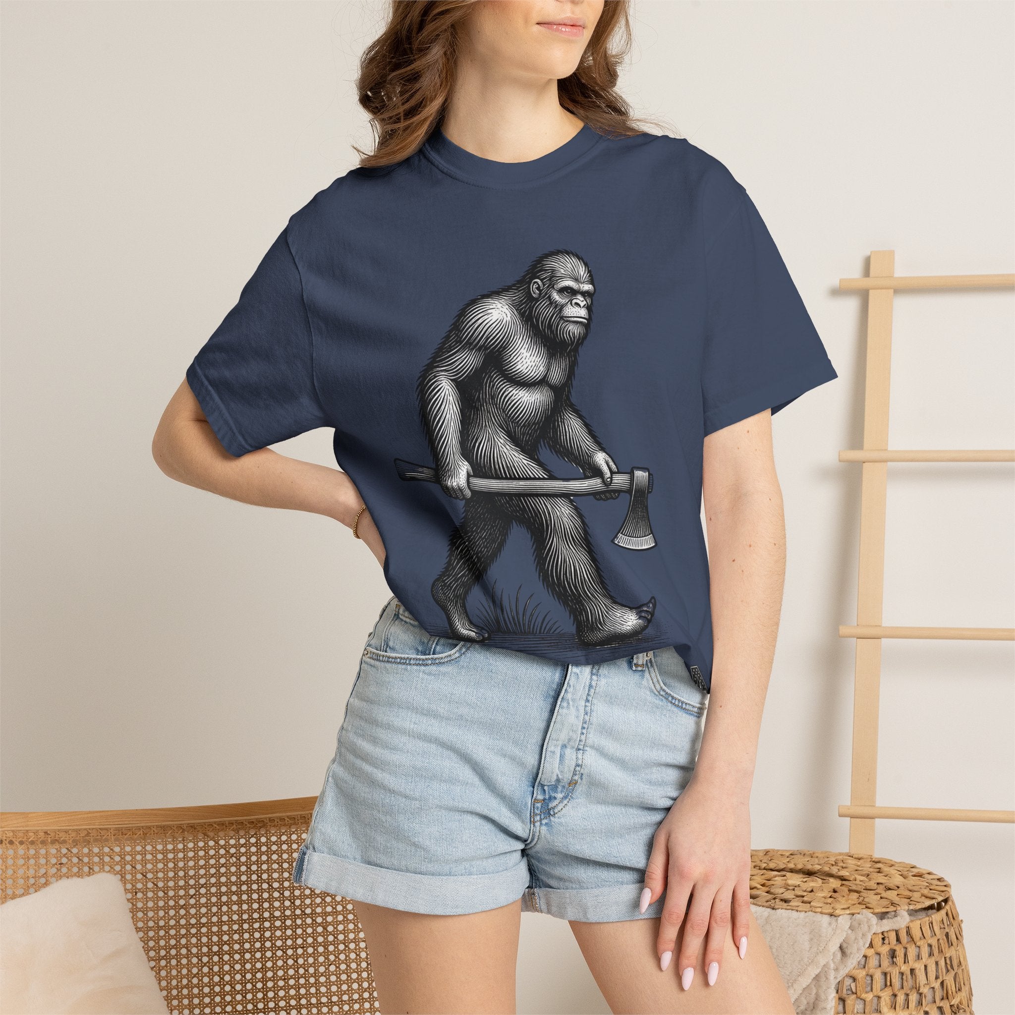 Sasquatch with Axe T-shirt | Vintage Bigfoot Illustration USA