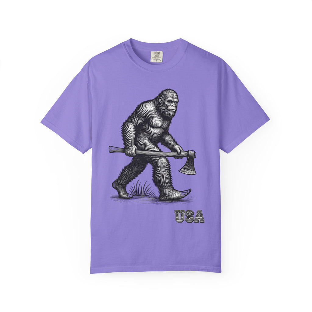Sasquatch with Axe T-shirt | Vintage Bigfoot Illustration USA