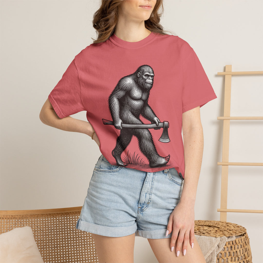 Sasquatch with Axe T-shirt | Vintage Bigfoot Illustration USA