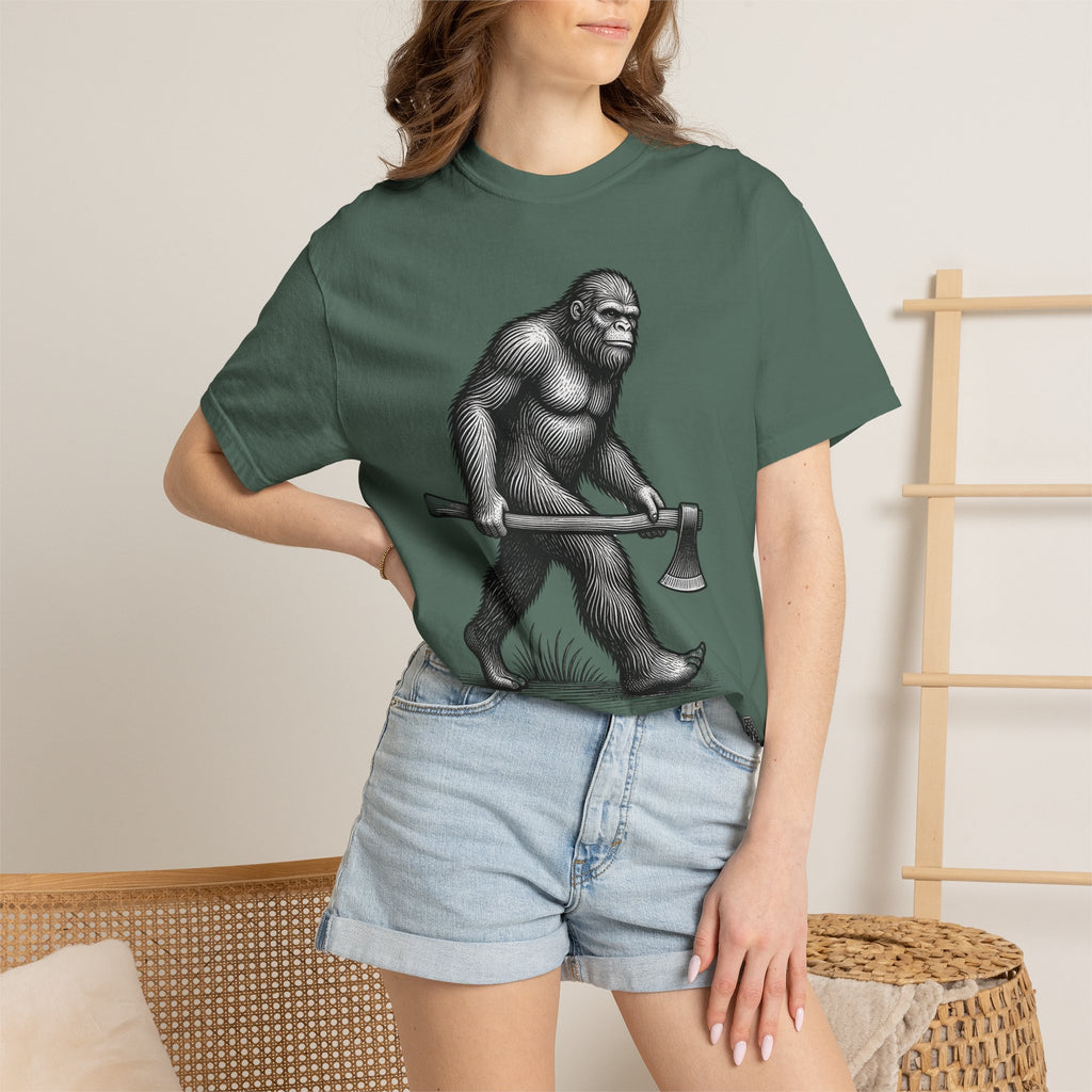 Sasquatch with Axe T-shirt | Vintage Bigfoot Illustration USA