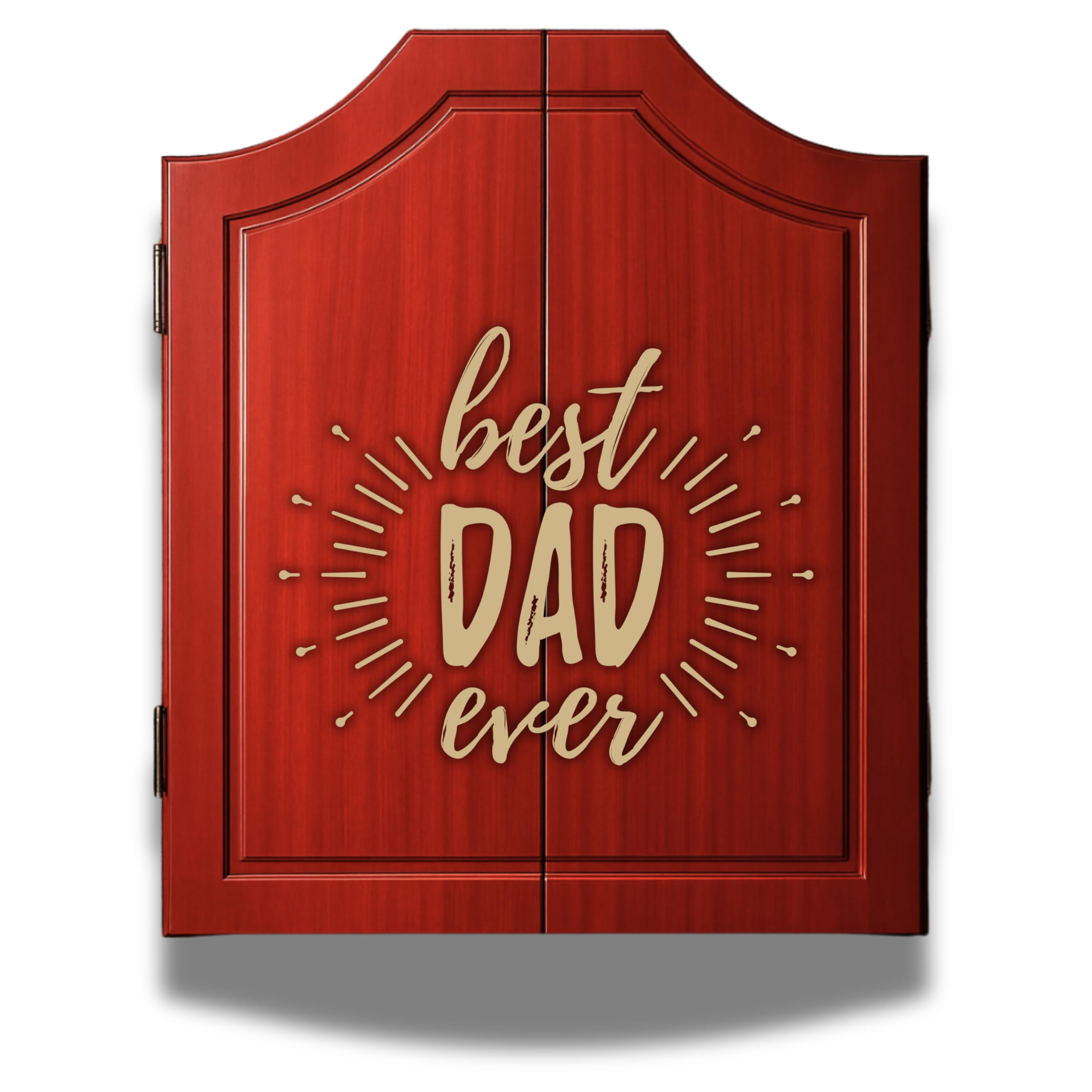 MOM OR DAD Dart Board Cabinet Decorative Dart Boards [6*Steel Darts] - Wooden Dartboard Cabinet with Integrated Scoreboard for Game Rooms (A) Mother's Day and Father's Day