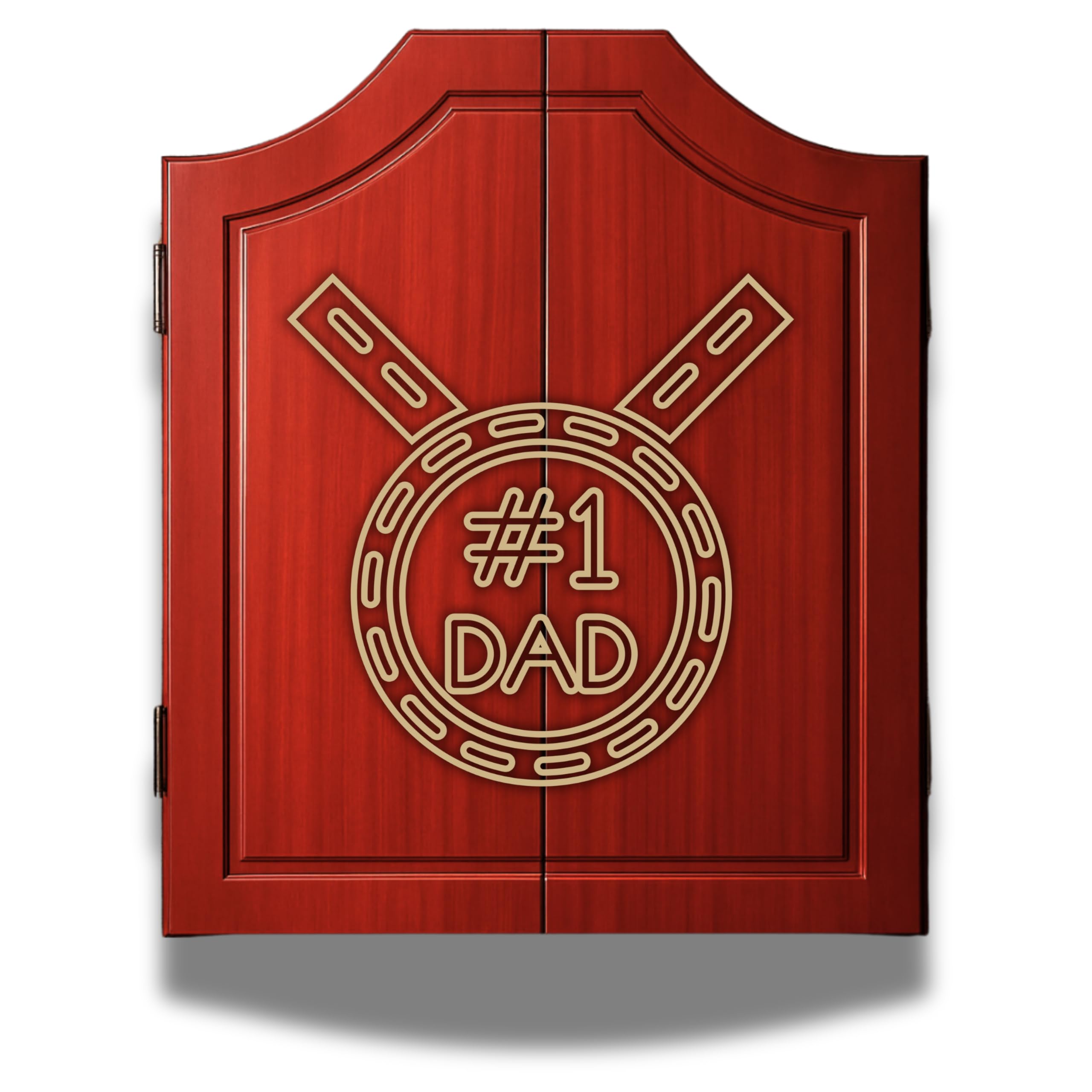 MOM OR DAD Dart Board Cabinet Decorative Dart Boards [6*Steel Darts] - Wooden Dartboard Cabinet with Integrated Scoreboard for Game Rooms (A) Mother's Day and Father's Day