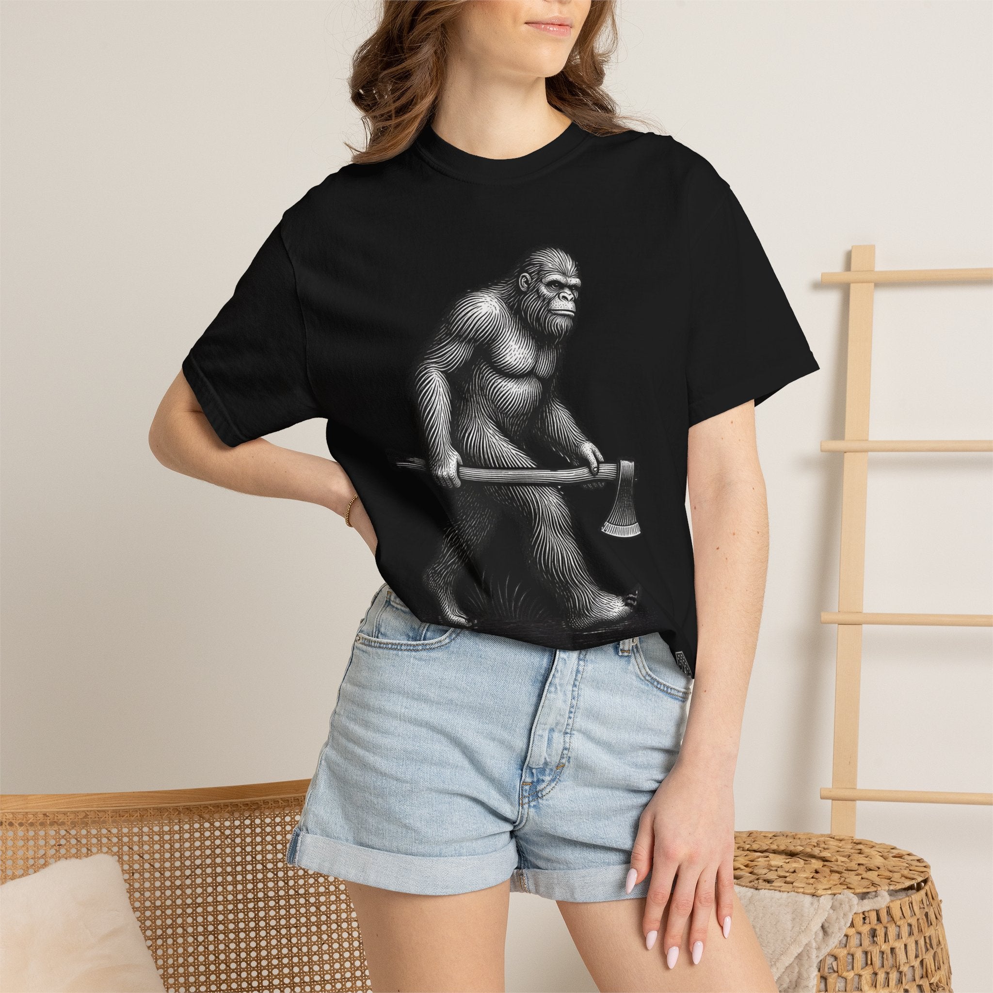 Sasquatch with Axe T-shirt | Vintage Bigfoot Illustration USA