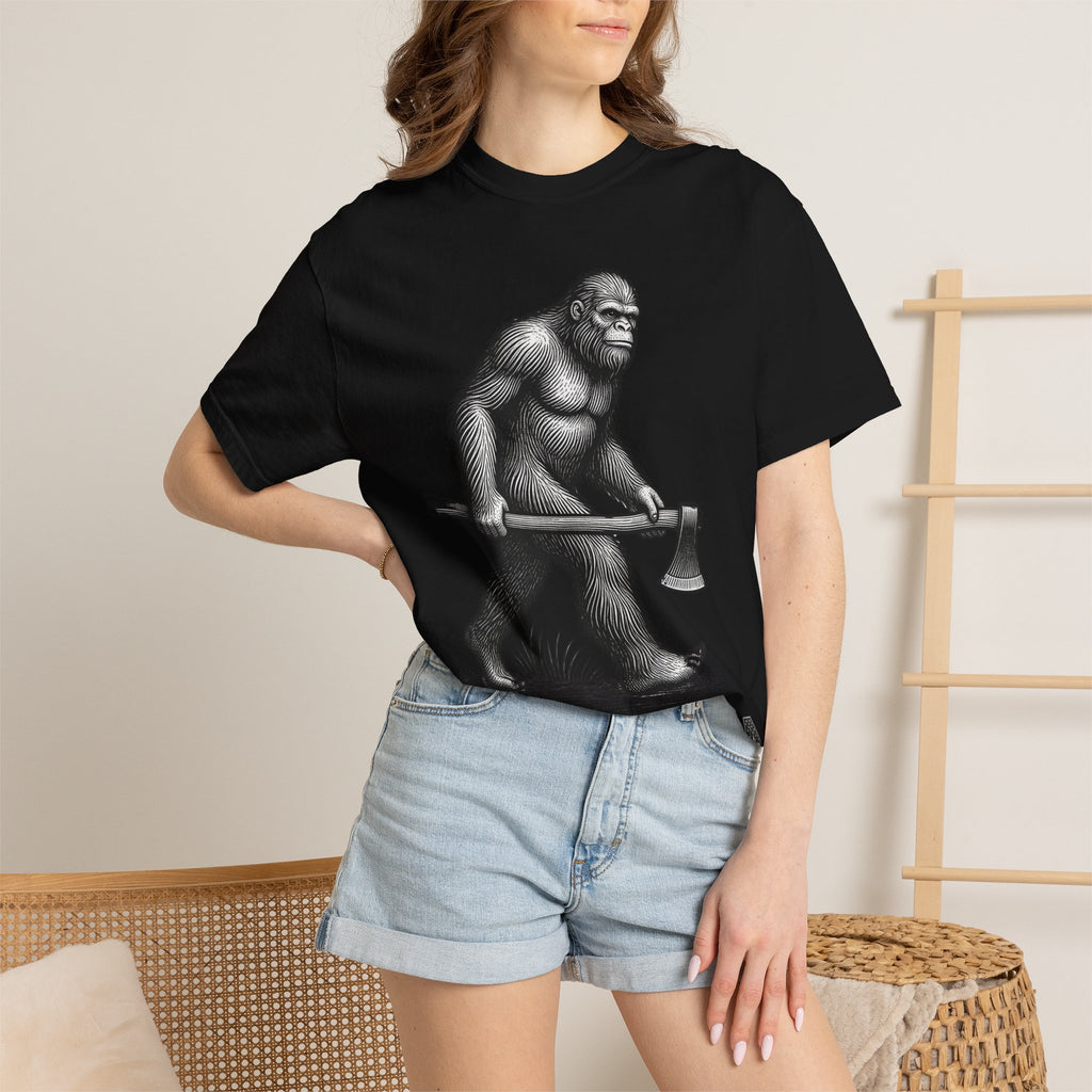 Sasquatch with Axe T-shirt | Vintage Bigfoot Illustration USA