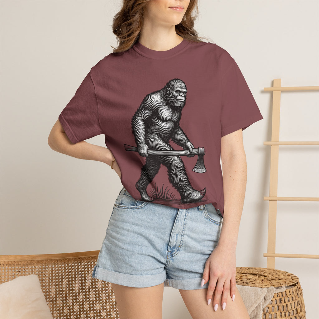 Sasquatch with Axe T-shirt | Vintage Bigfoot Illustration USA