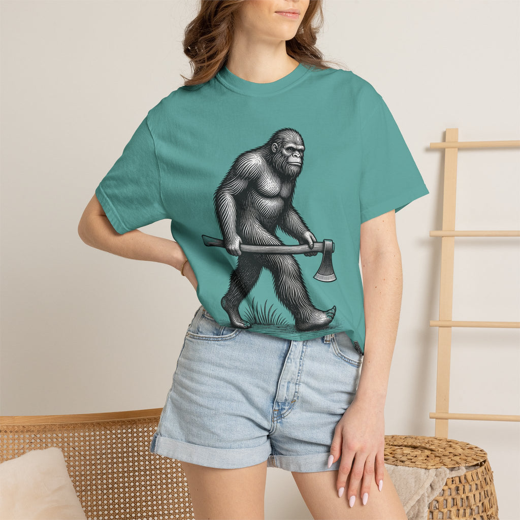 Sasquatch with Axe T-shirt | Vintage Bigfoot Illustration USA