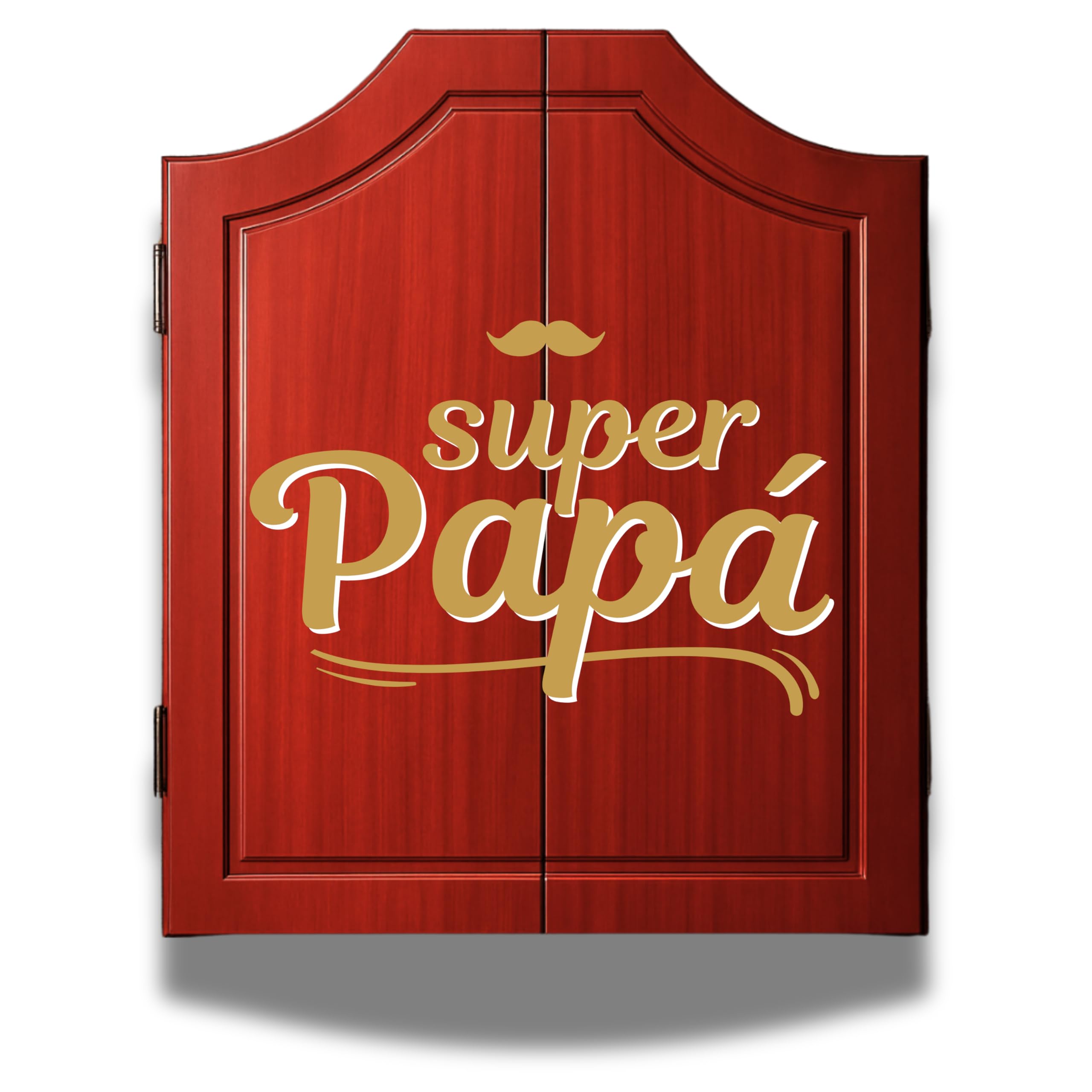 MOM OR DAD Dart Board Cabinet Decorative Dart Boards [6*Steel Darts] - Wooden Dartboard Cabinet with Integrated Scoreboard for Game Rooms (A) Mother's Day and Father's Day