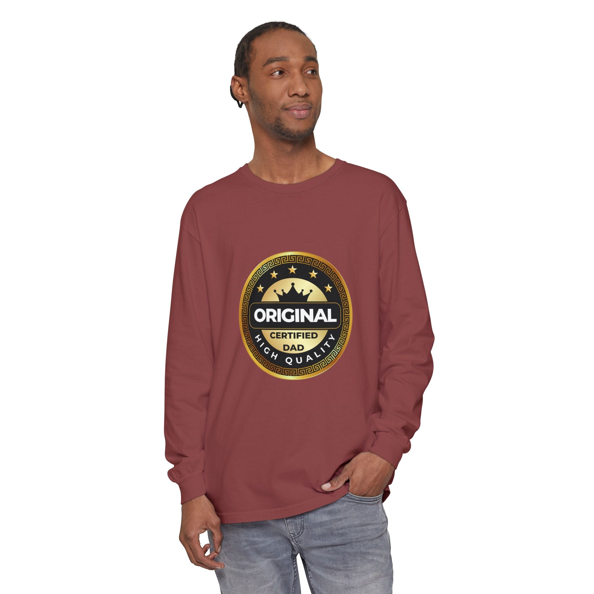 Original Certified Dad Badge T-Shirt | Long Sleeve, Vintage Seal Design