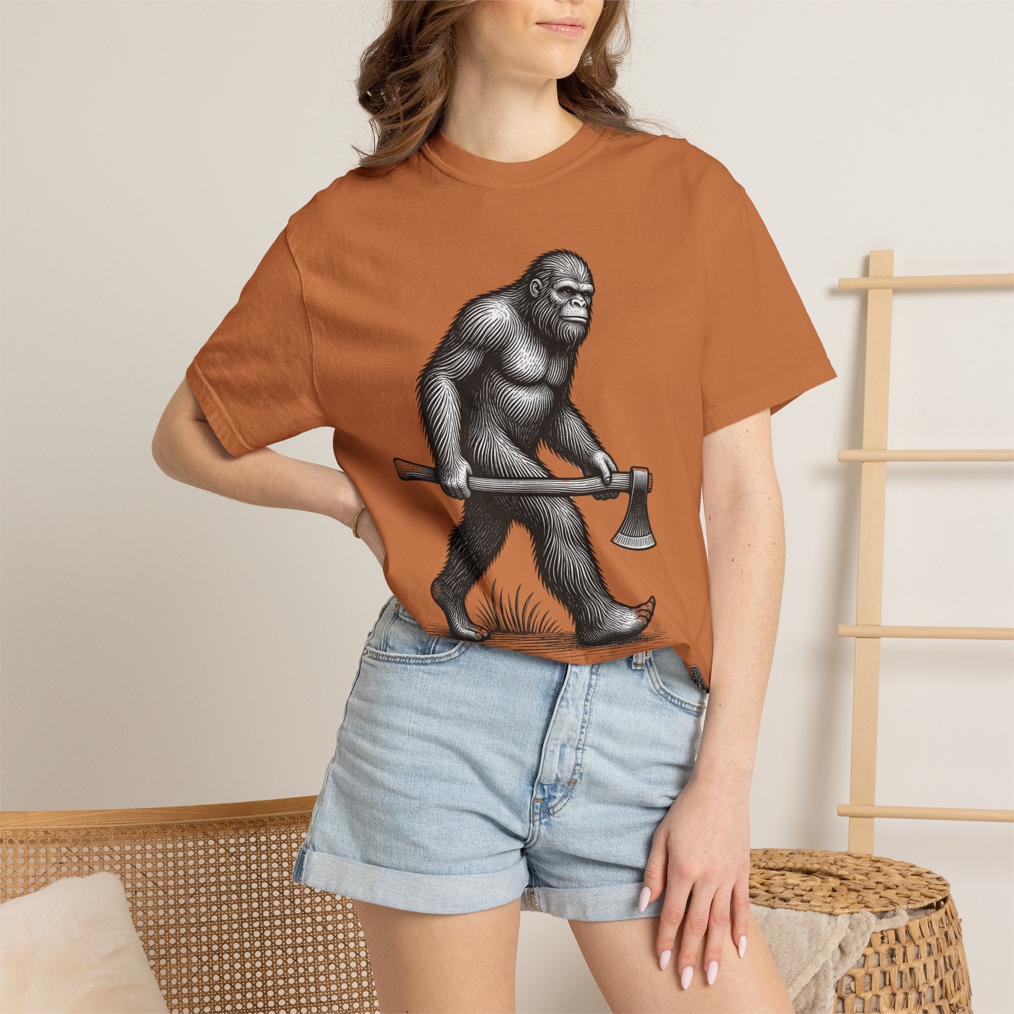 Sasquatch with Axe T-shirt | Vintage Bigfoot Illustration USA