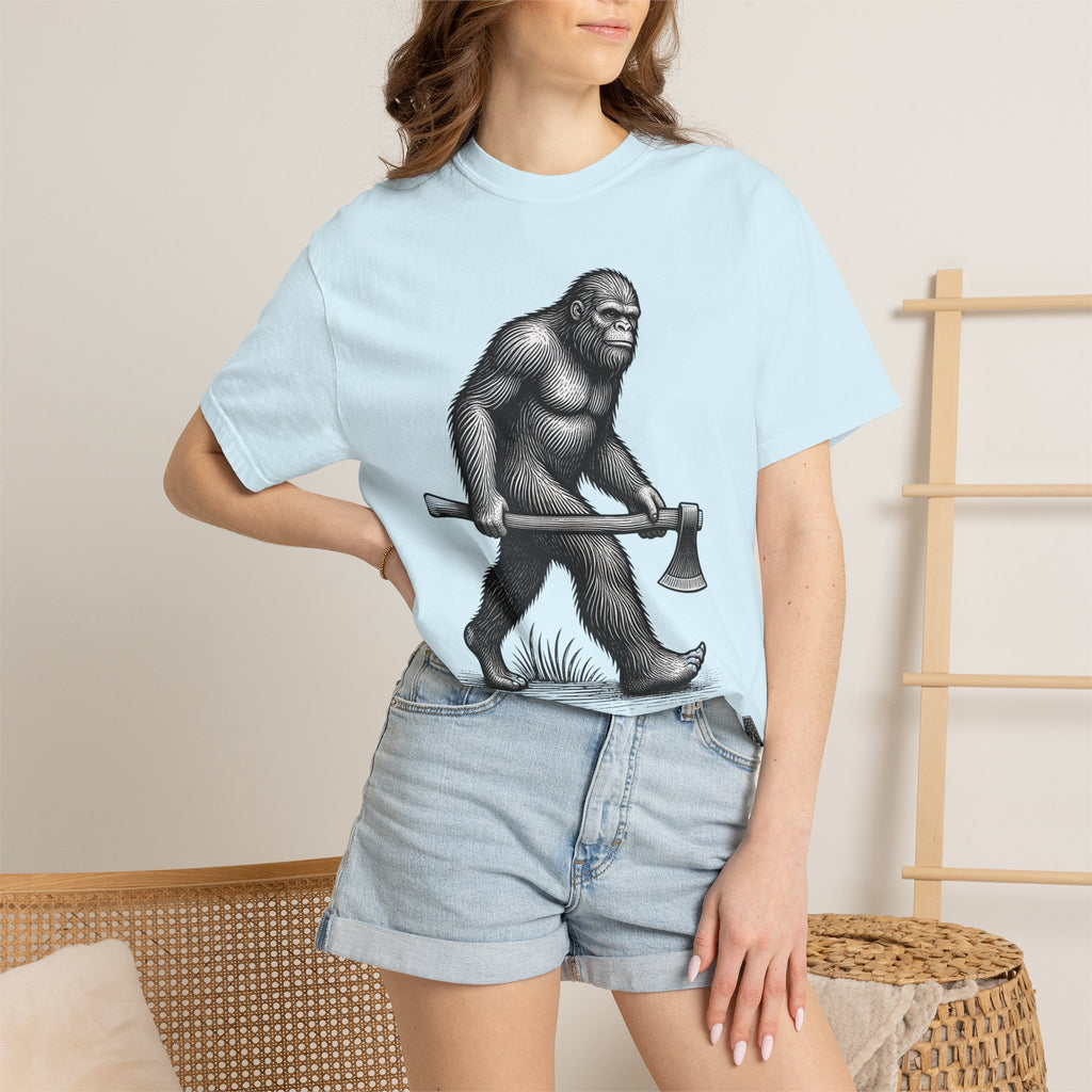 Sasquatch with Axe T-shirt | Vintage Bigfoot Illustration USA