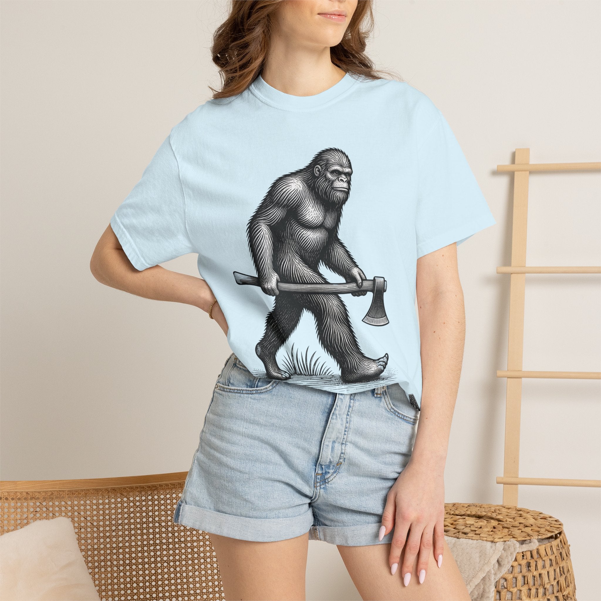 Sasquatch with Axe T-shirt | Vintage Bigfoot Illustration USA