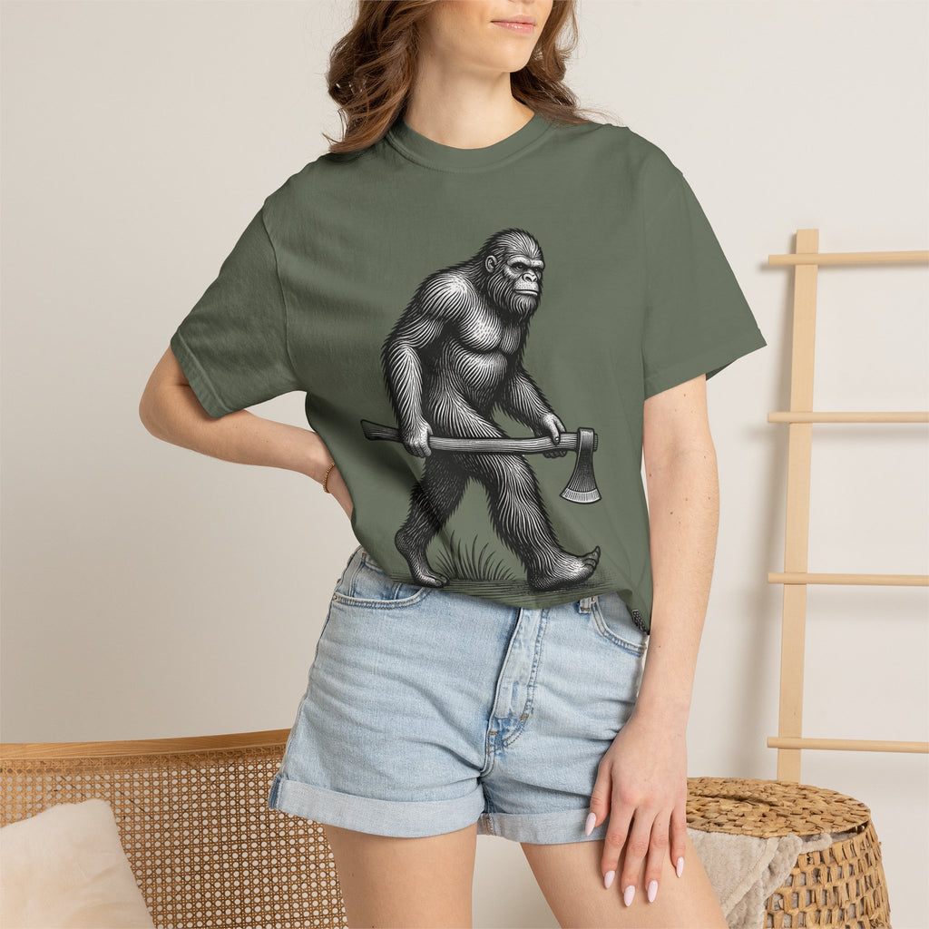 Sasquatch with Axe T-shirt | Vintage Bigfoot Illustration USA