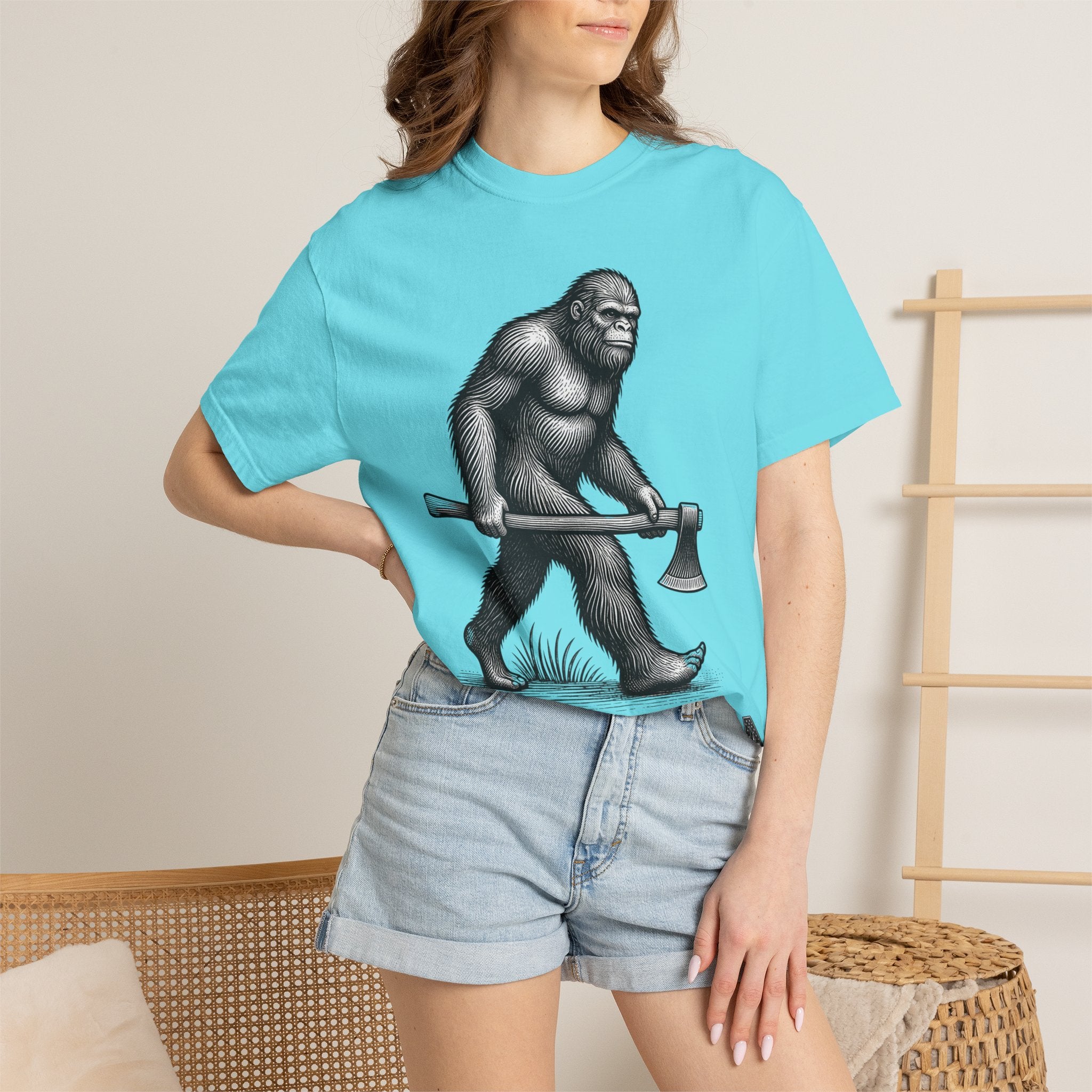 Sasquatch with Axe T-shirt | Vintage Bigfoot Illustration USA