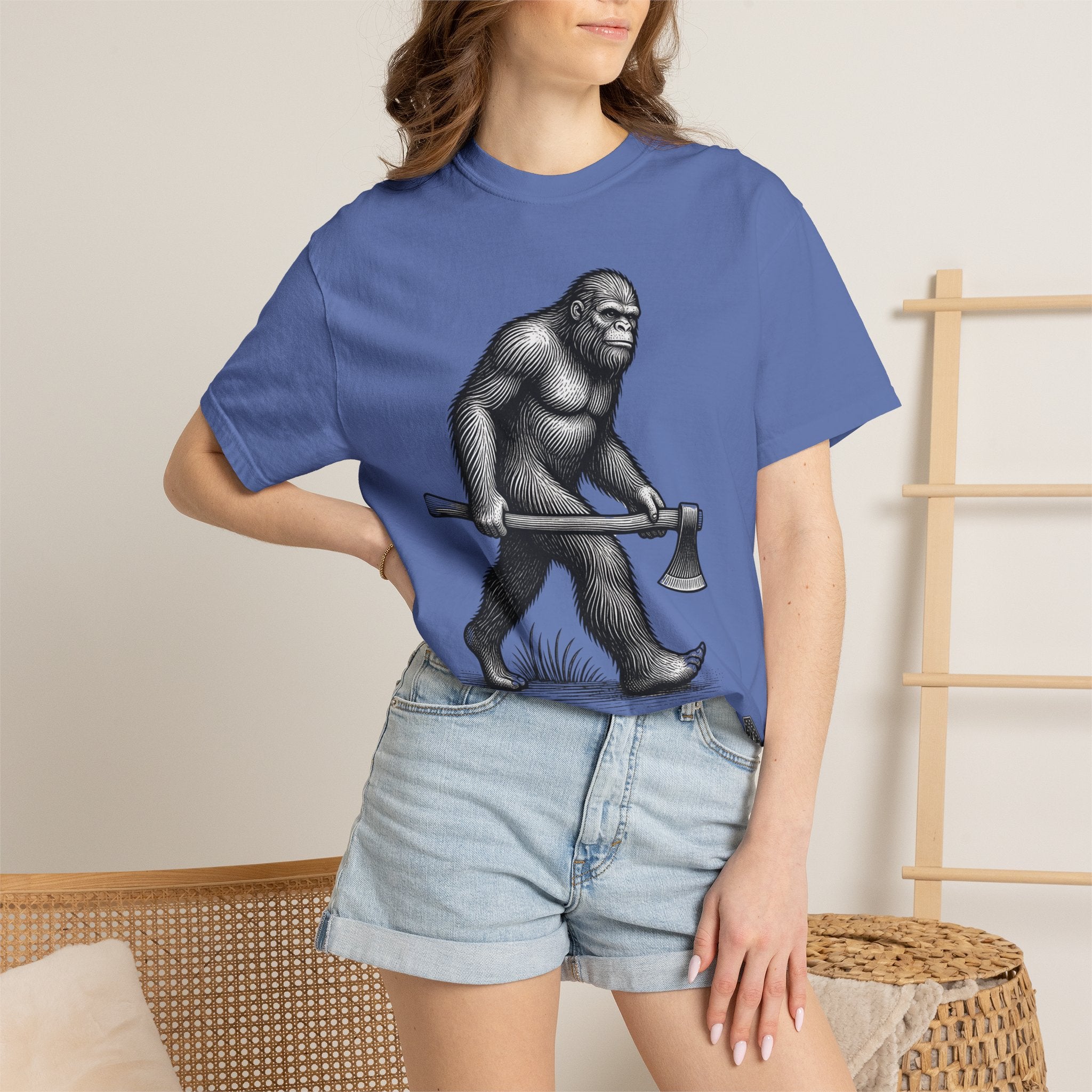 Sasquatch with Axe T-shirt | Vintage Bigfoot Illustration USA