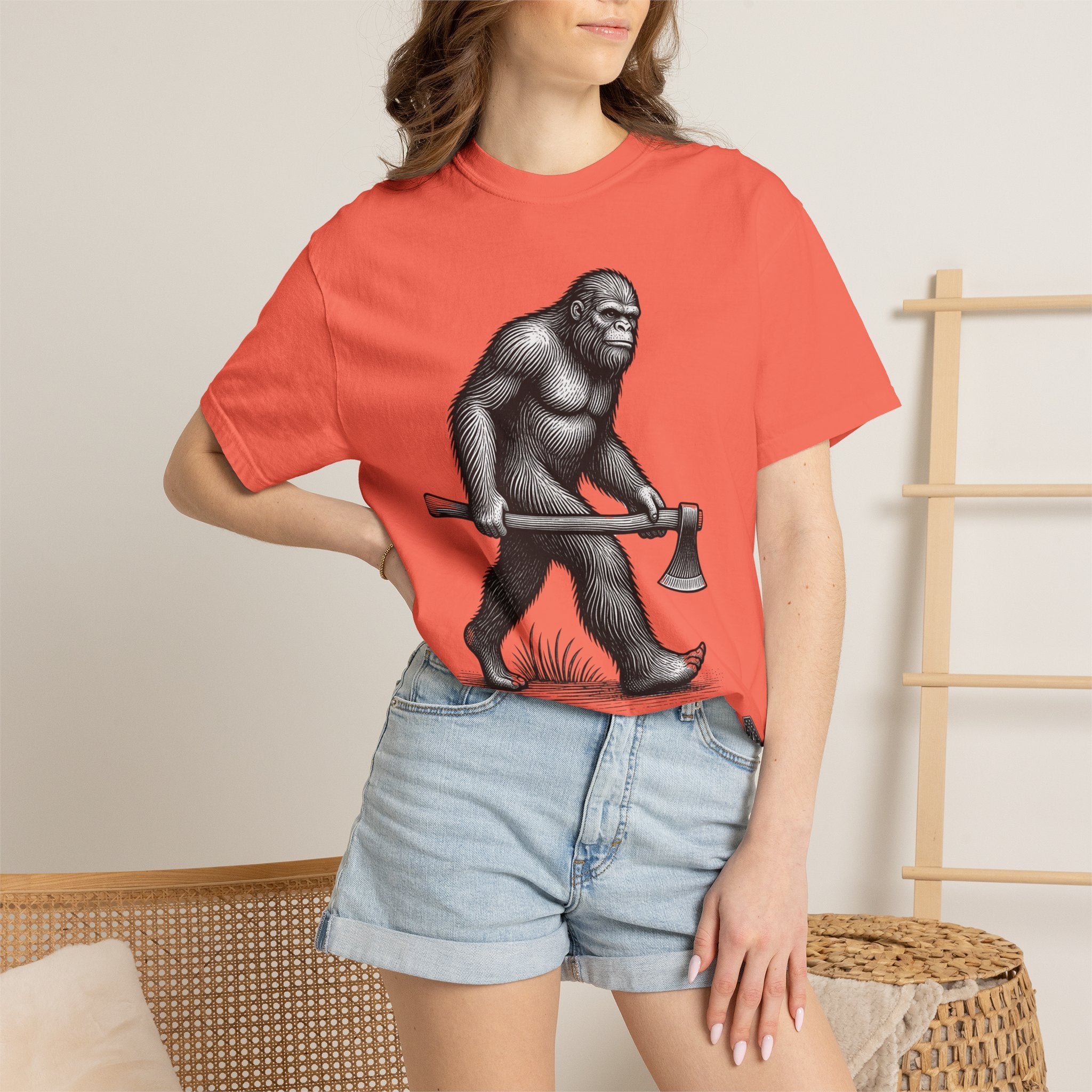 Sasquatch with Axe T-shirt | Vintage Bigfoot Illustration USA