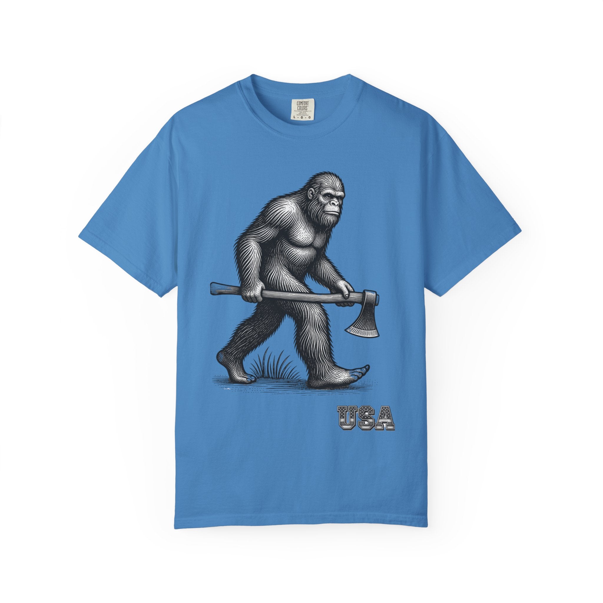 Sasquatch with Axe T-shirt | Vintage Bigfoot Illustration USA