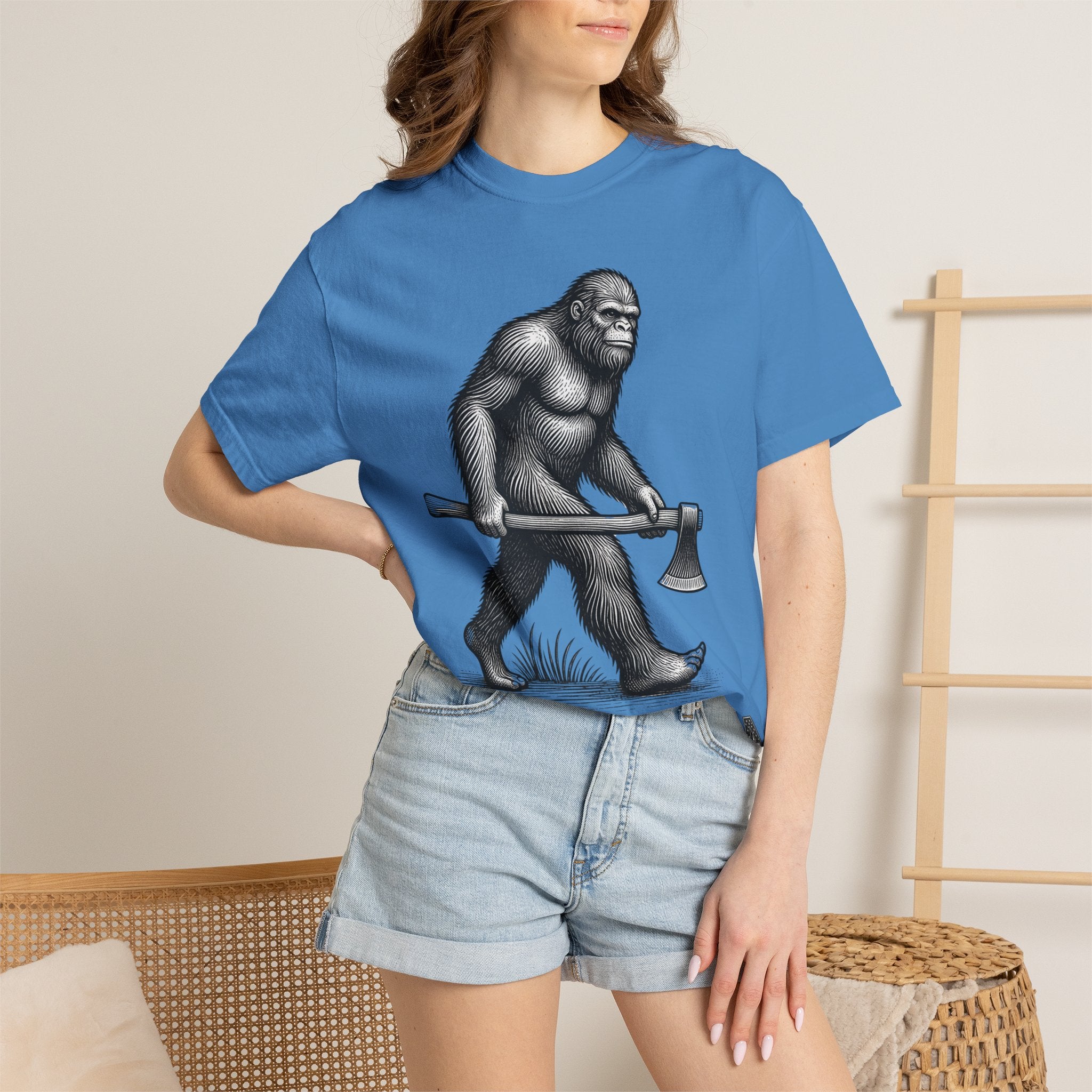 Sasquatch with Axe T-shirt | Vintage Bigfoot Illustration USA