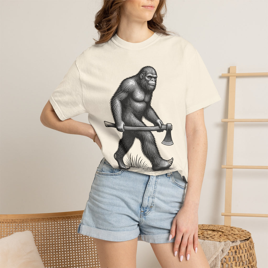 Sasquatch with Axe T-shirt | Vintage Bigfoot Illustration USA