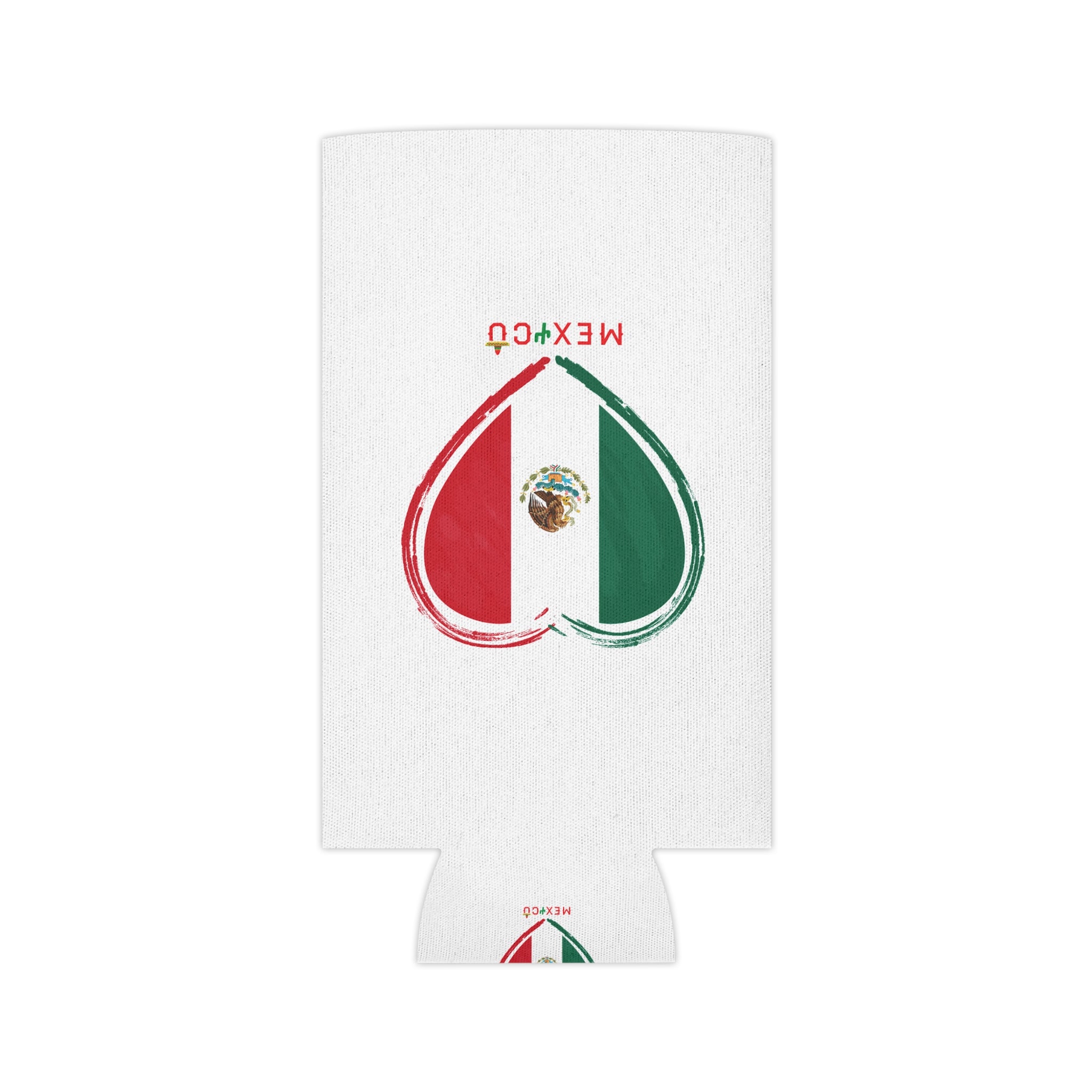 Mexico Heart Flag Can Cooler | Mexican Flag Beverage Kozy