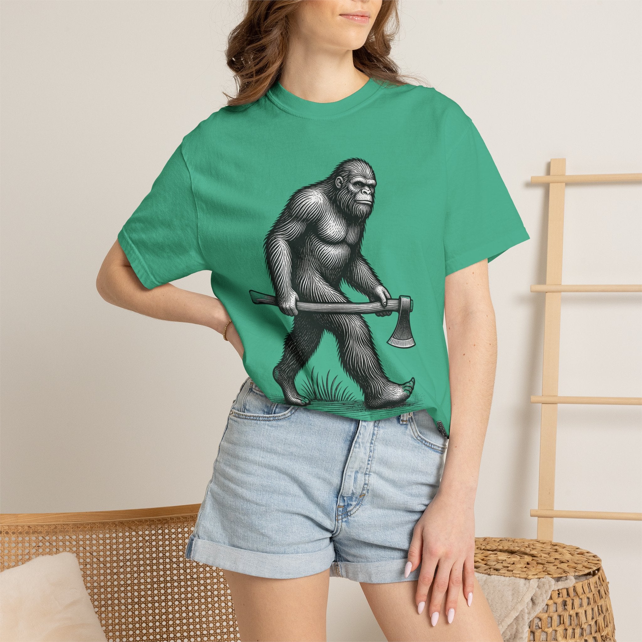 Sasquatch with Axe T-shirt | Vintage Bigfoot Illustration USA