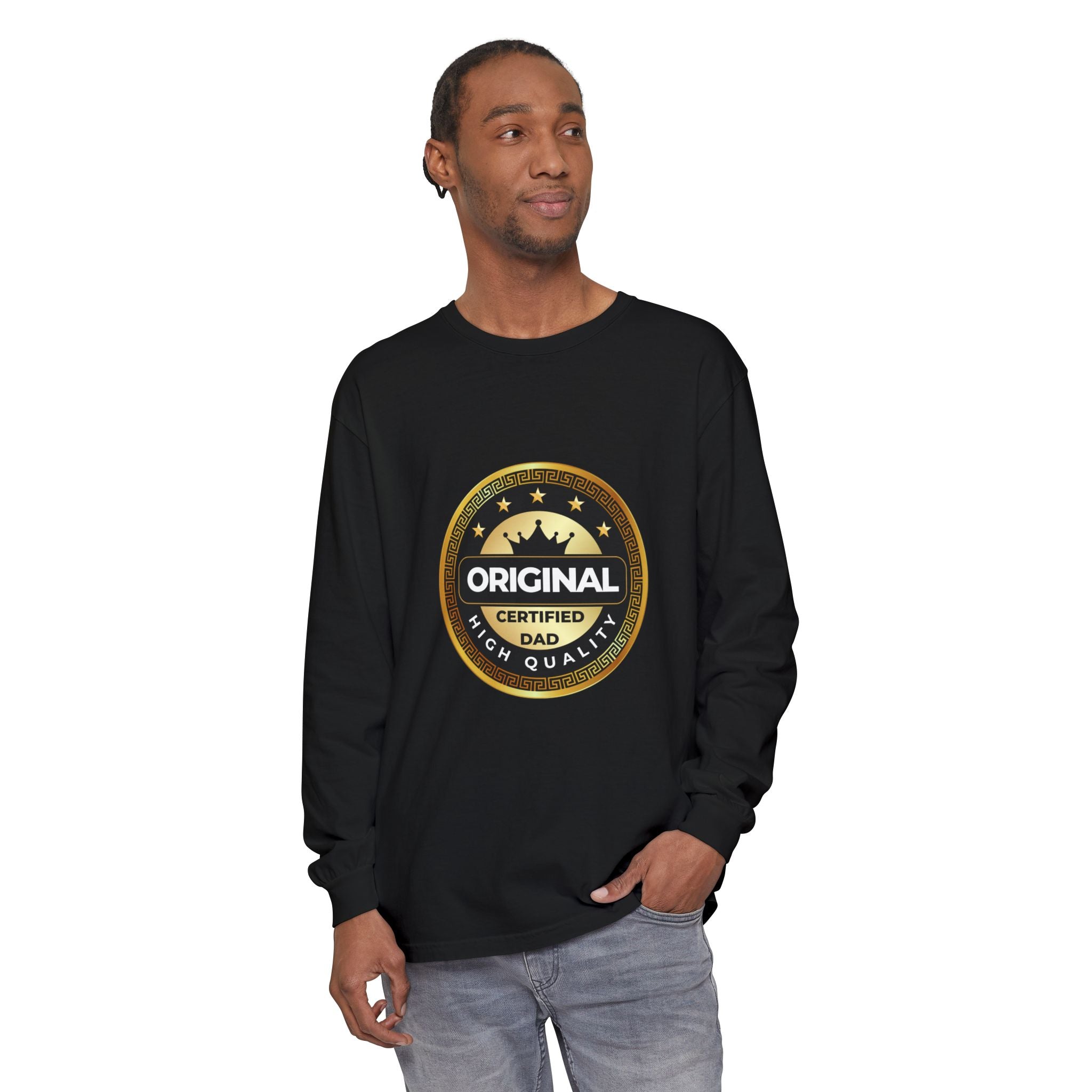 Original Certified Dad Badge T-Shirt | Long Sleeve, Vintage Seal Design