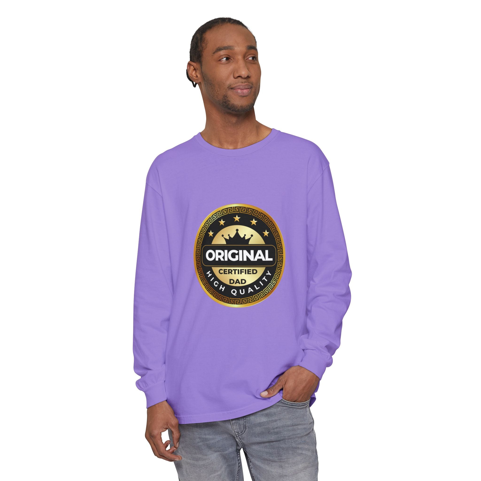 Original Certified Dad Badge T-Shirt | Long Sleeve, Vintage Seal Design