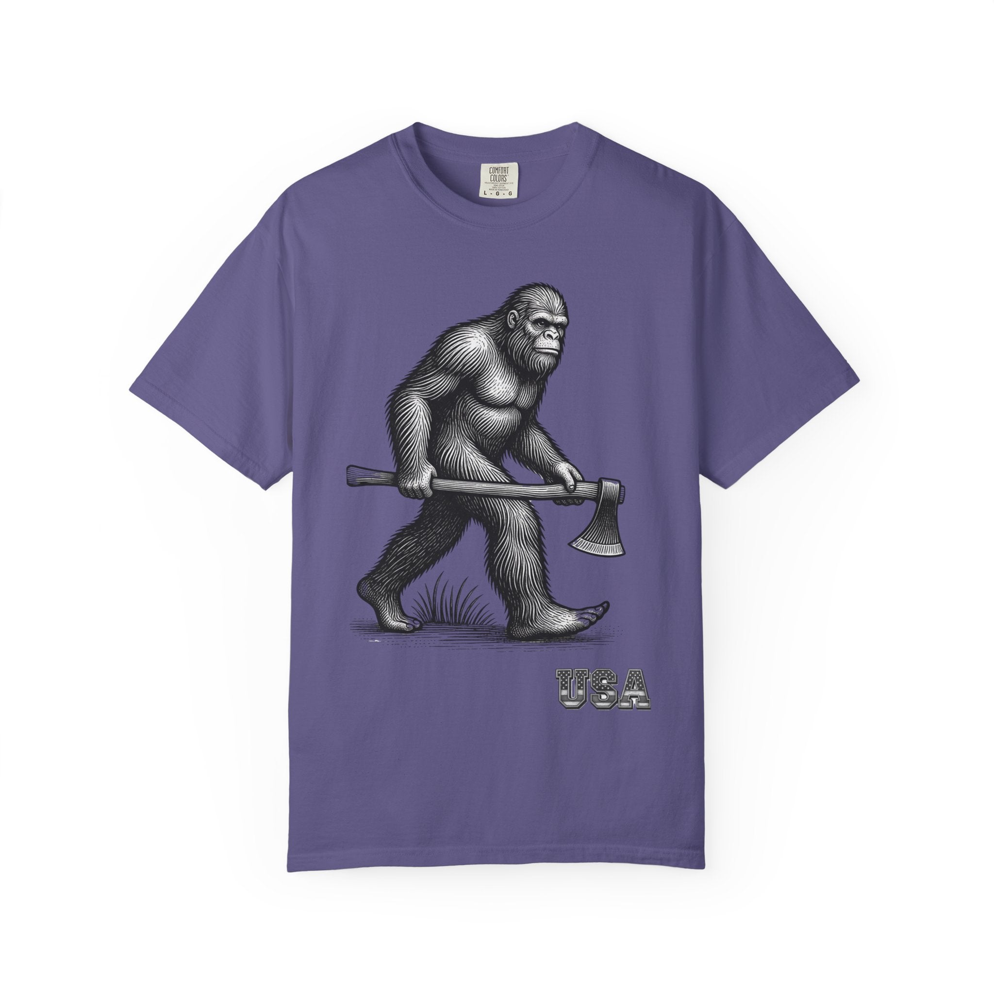 Sasquatch with Axe T-shirt | Vintage Bigfoot Illustration USA