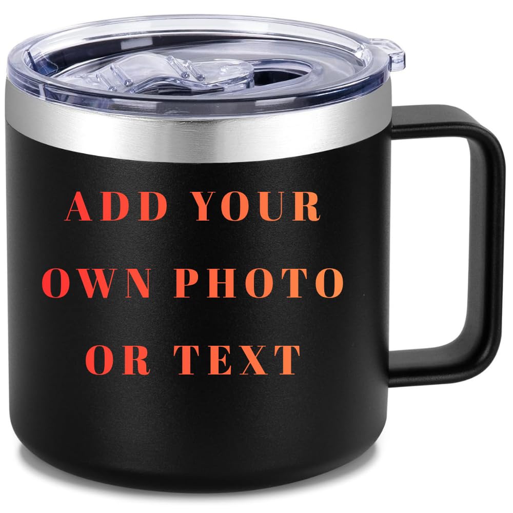 Personalized 14 Oz Insulated Coffee Mug with Lid Travel Large Cup Male Teacher Appreciation Gifts in Bulk Ideas Best End Year Back School Thank You Men Regalos Maestras Navidad Agradecimiento Gift,M