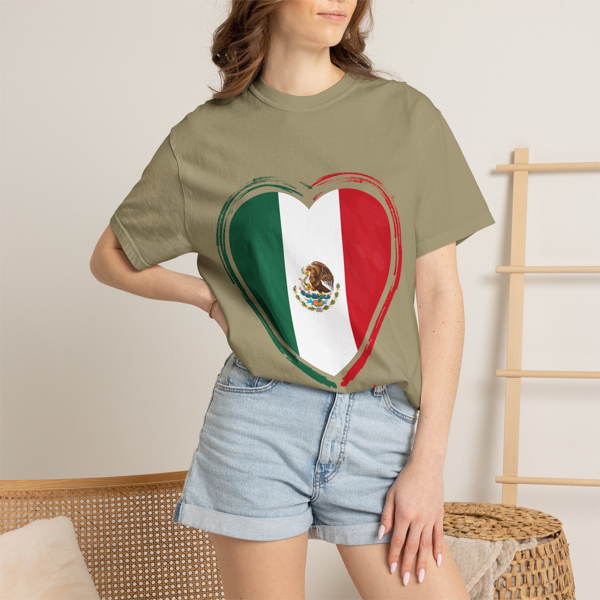 Mexican Flag Heart T-Shirt | Mexico Tricolor Heart Tee