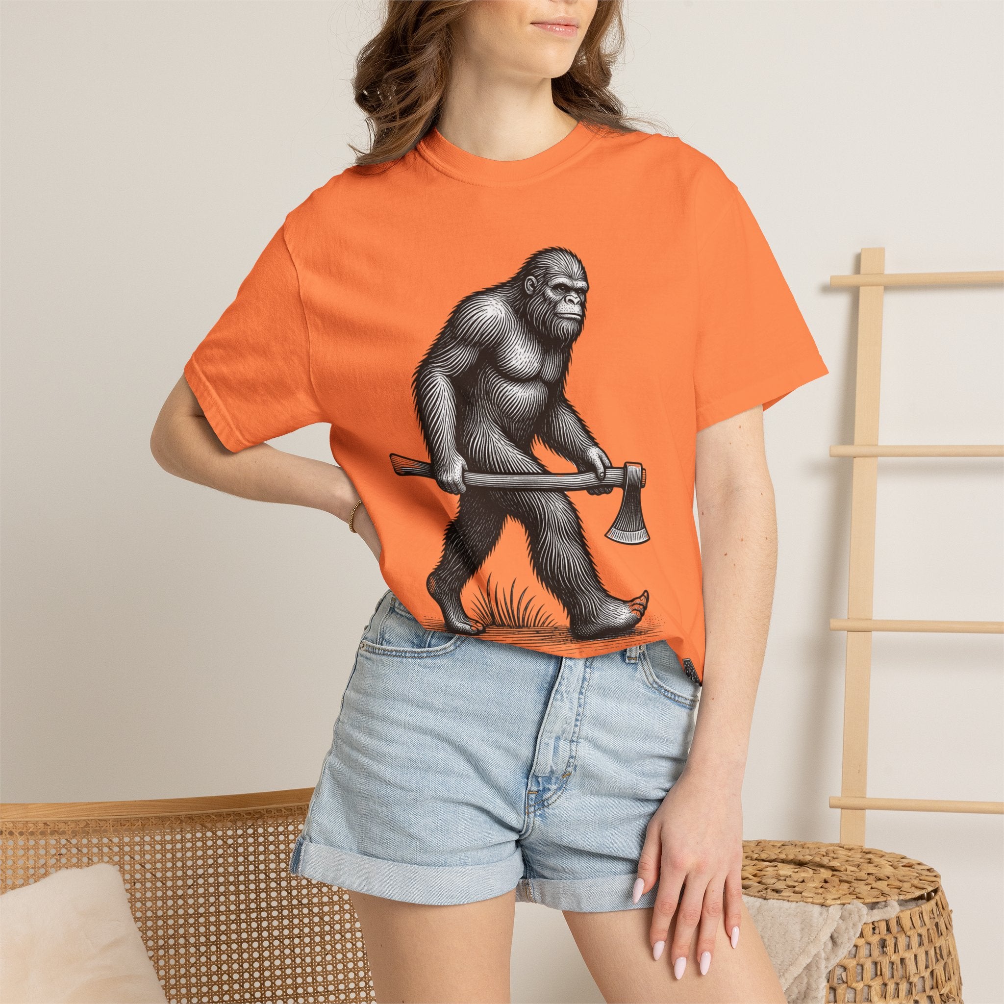 Sasquatch with Axe T-shirt | Vintage Bigfoot Illustration USA