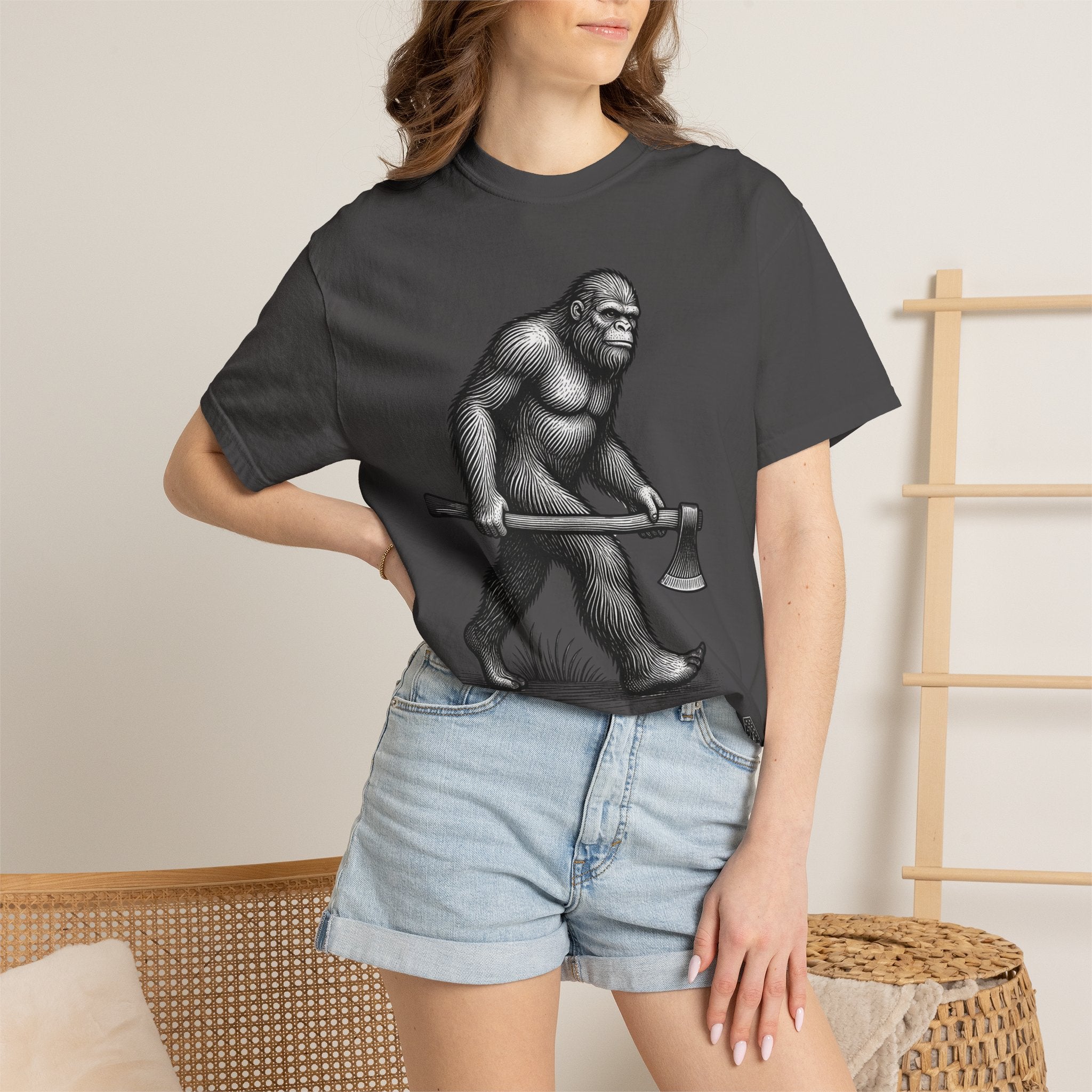 Sasquatch with Axe T-shirt | Vintage Bigfoot Illustration USA