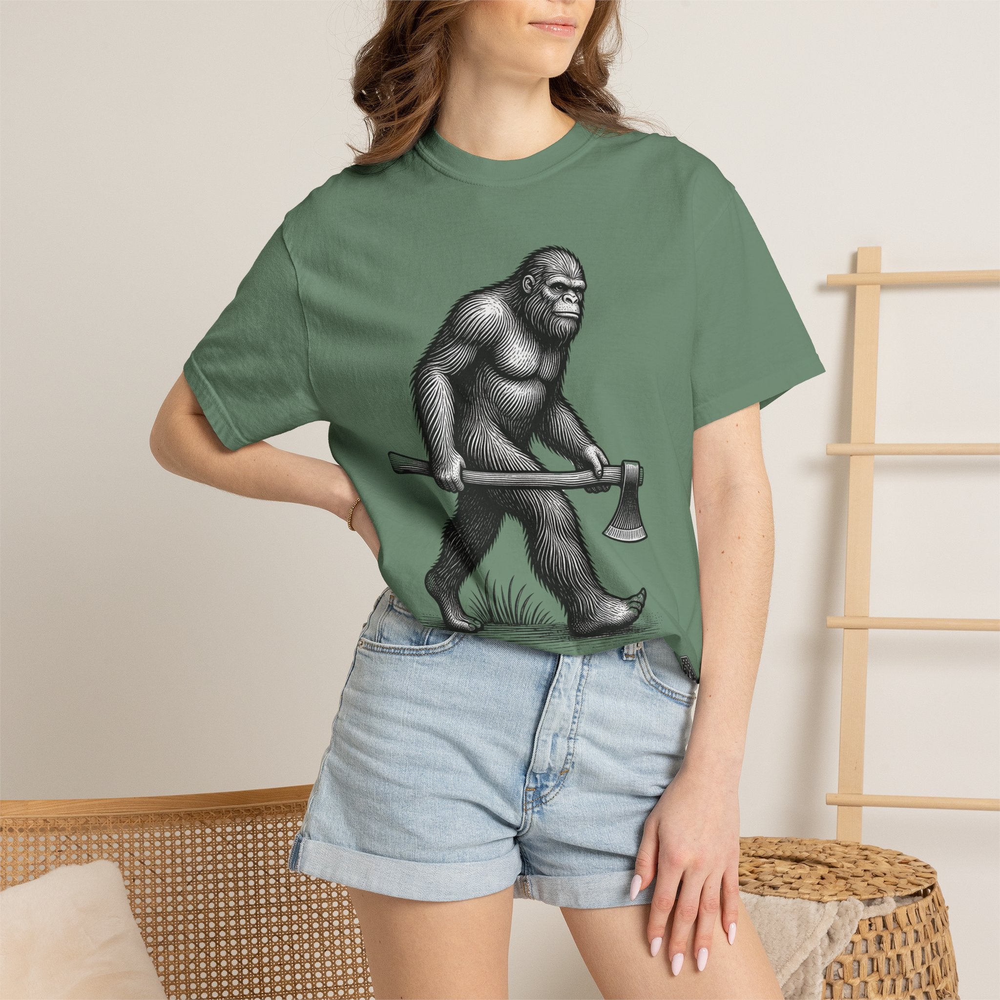 Sasquatch with Axe T-shirt | Vintage Bigfoot Illustration USA