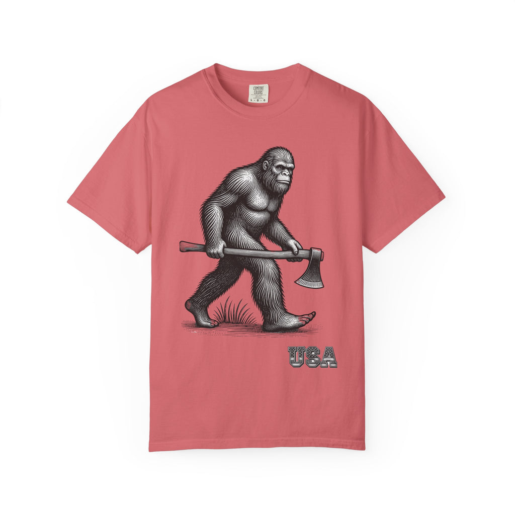 Sasquatch with Axe T-shirt | Vintage Bigfoot Illustration USA