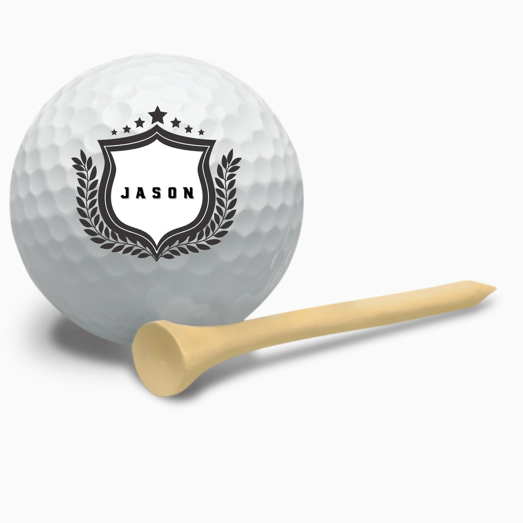 Personalized Custom Golf Balls Beautiful White Shield Royalty Designs | Multiple Designs Monogrammed Golf Gifts & Accessories. Includes Golf-Balls,Towel,Divot.