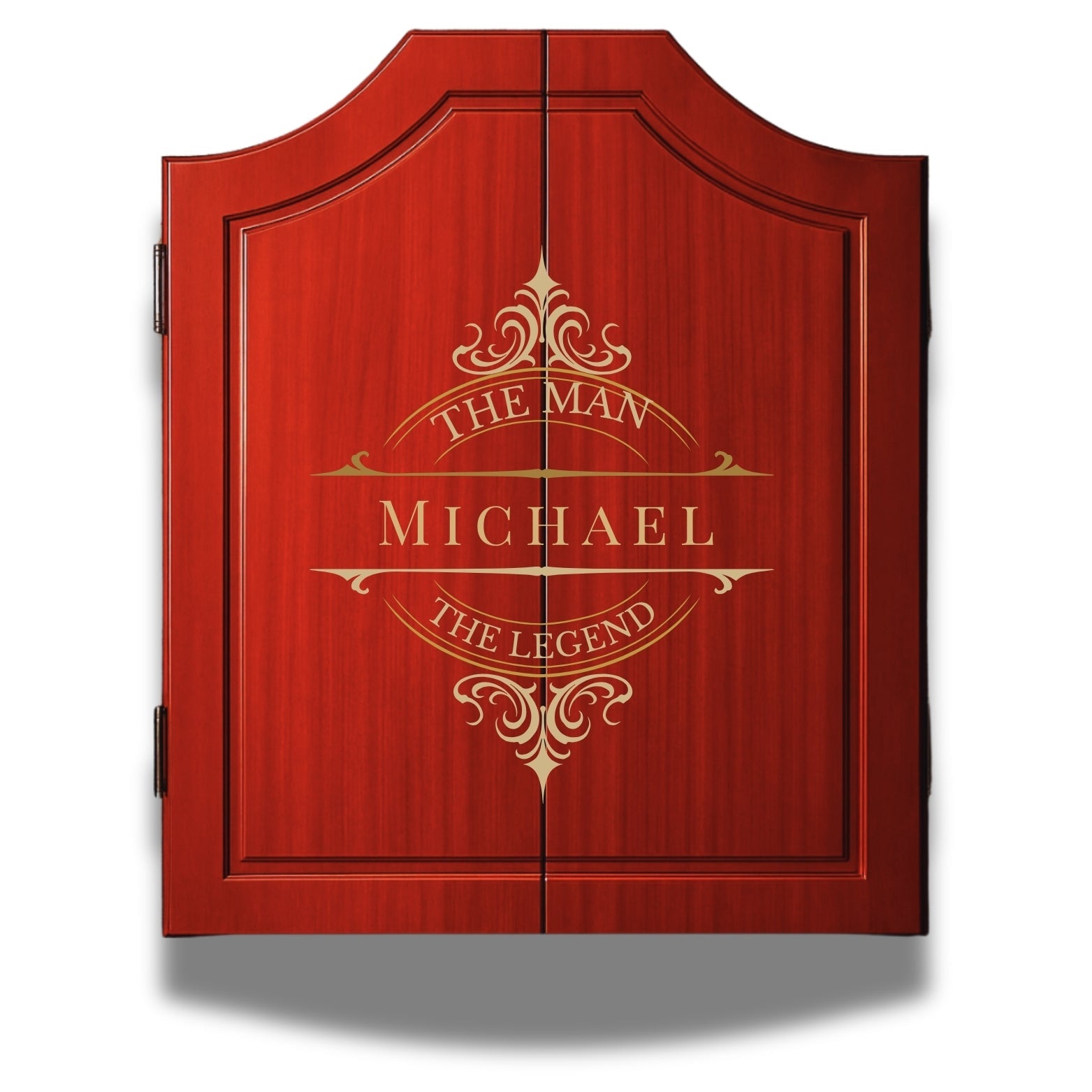 Personalized dartboard cabinet laser engraved custom design