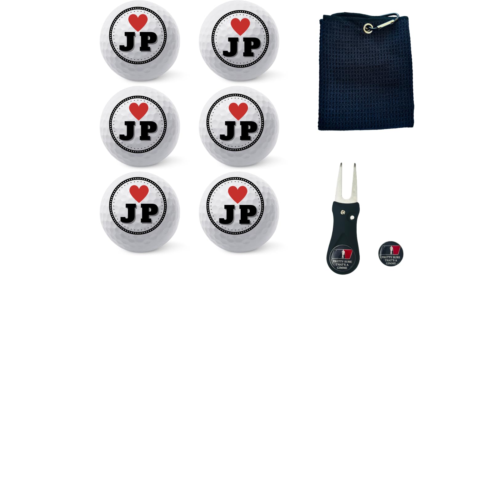 Personalized Custom Golf Balls Beautiful Red Heart Designs | Multiple Designs Monogrammed Golf Gifts & Accessories. Includes Golf-Balls,Towel,Divot.
