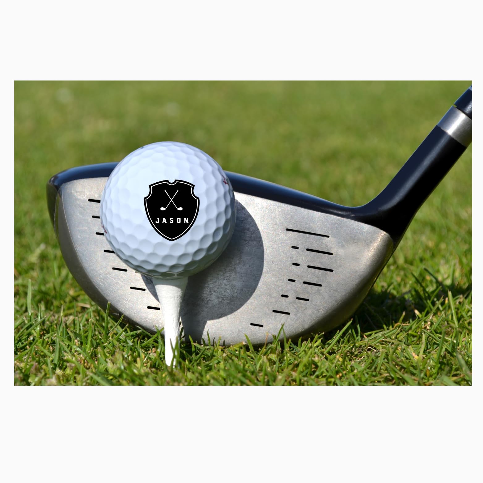 Personalized Custom Golf Balls Bueatiful Black Shield Royalty | Multiple Designs Monogrammed Golf Gifts & Accessories. Includes Golf-Balls,Towel,Divot.