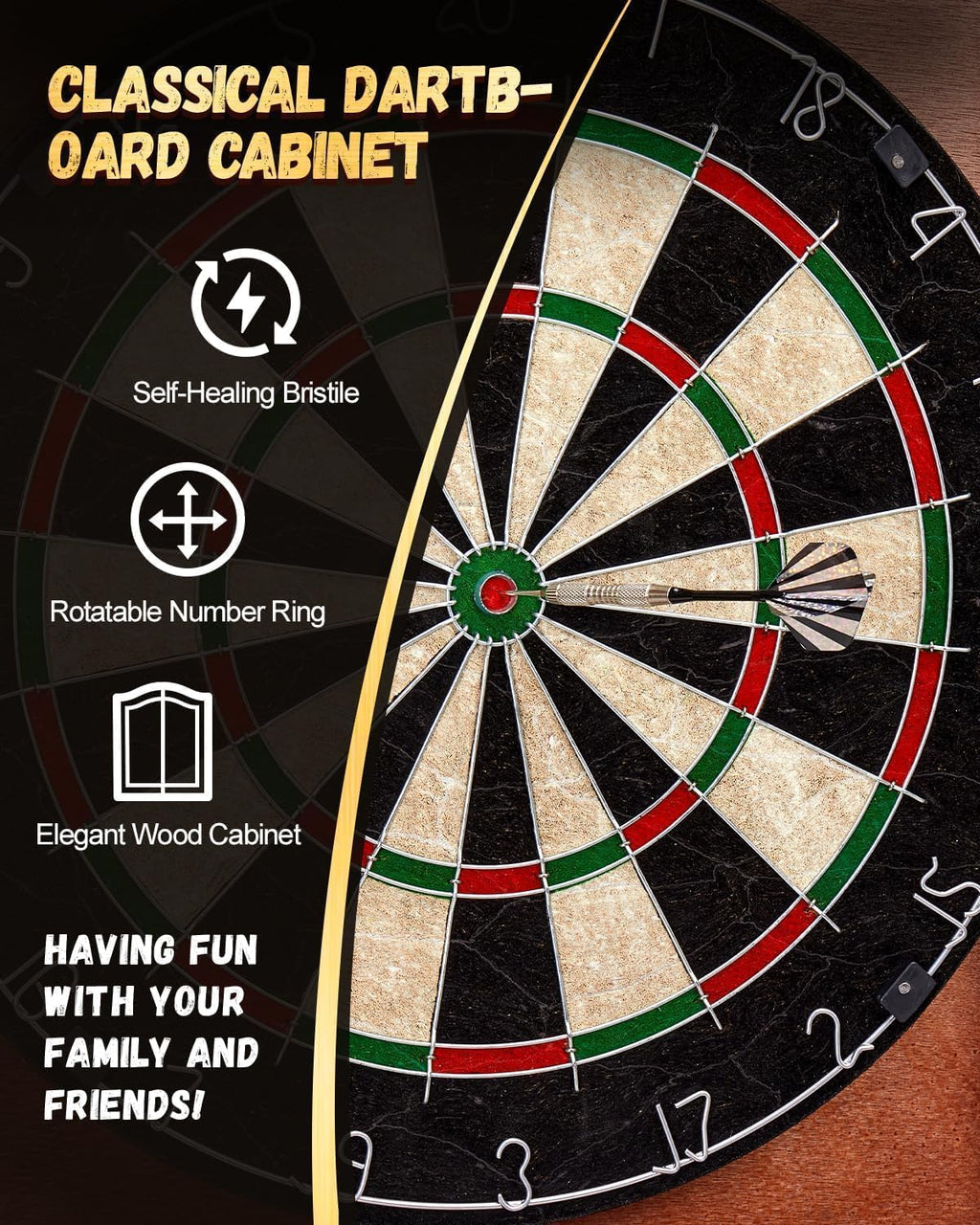 UV Printed Dart Board Cabinet Set Wooden Dartboard Cabinet for UV Printed