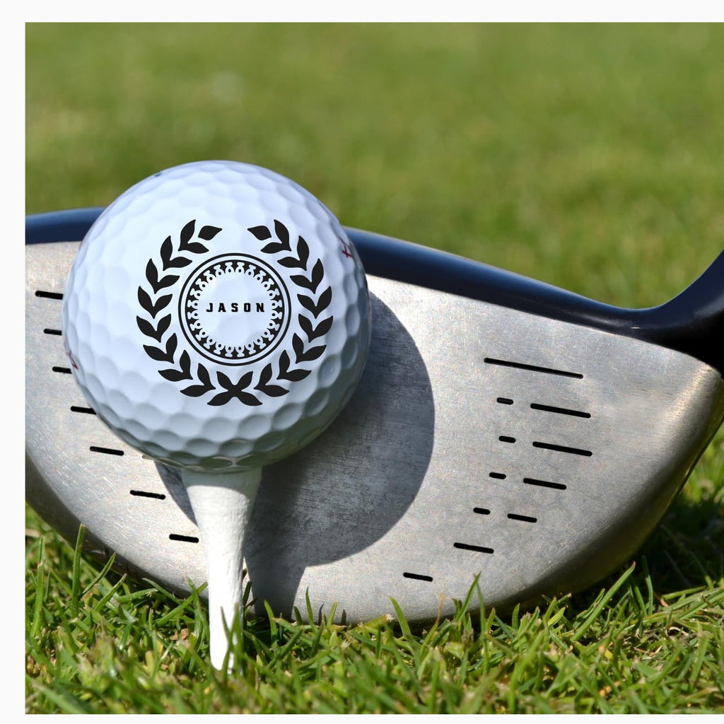 Personalized Custom Golf Balls Beautiful Shield Royalty | Multiple Designs Monogrammed Golf Gifts & Accessories. Includes Golf-Balls,Towel,Divot.