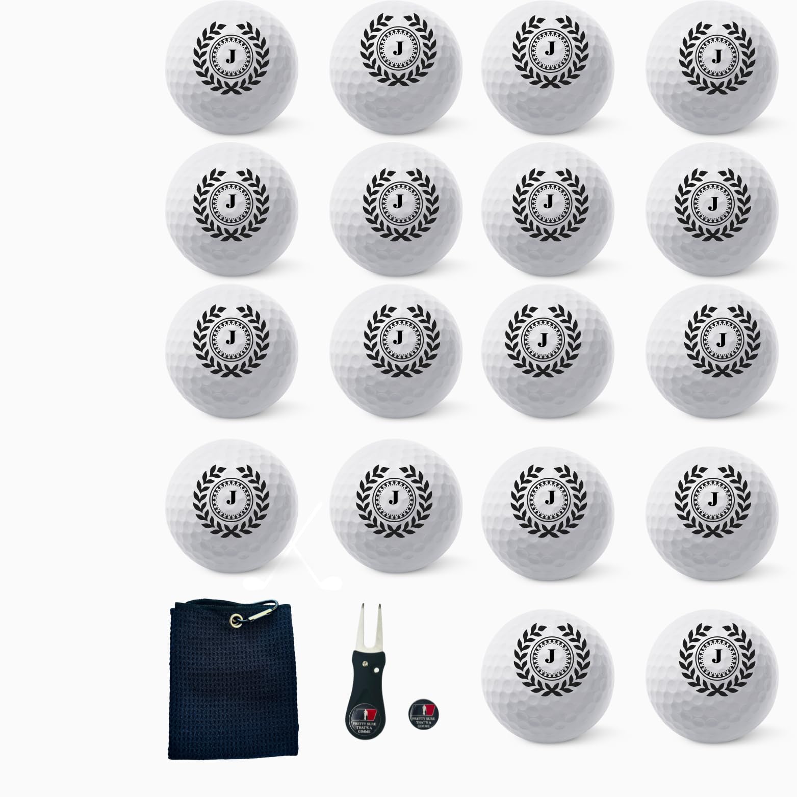 Personalized Custom Golf Balls Beautiful Shield Royalty | Multiple Designs Monogrammed Golf Gifts & Accessories. Includes Golf-Balls,Towel,Divot.