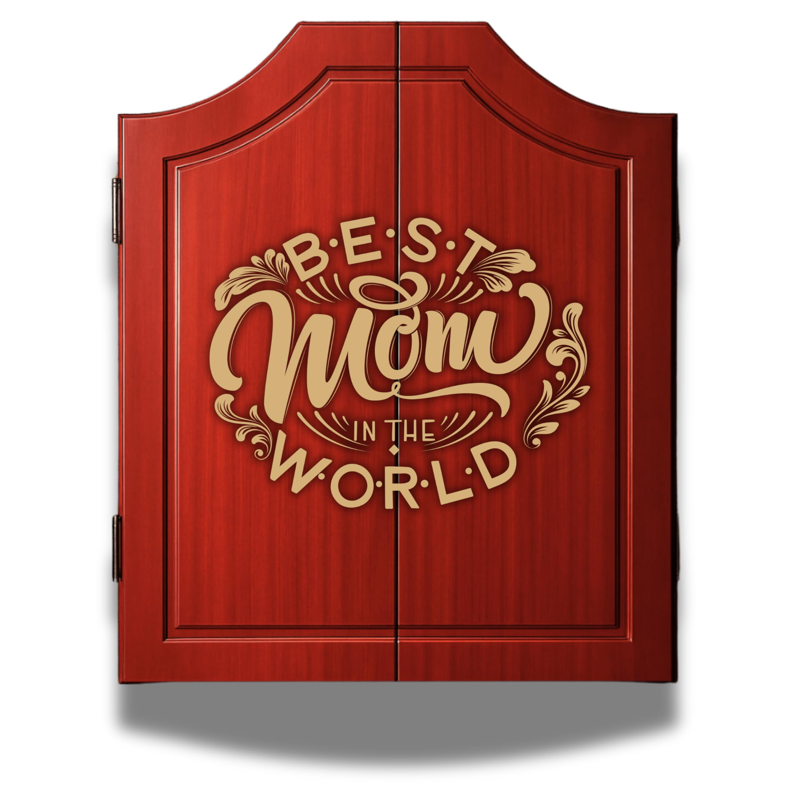 MOM OR DAD Dart Board Cabinet Decorative Dart Boards [6*Steel Darts] - Wooden Dartboard Cabinet with Integrated Scoreboard for Game Rooms (A) Mother's Day and Father's Day