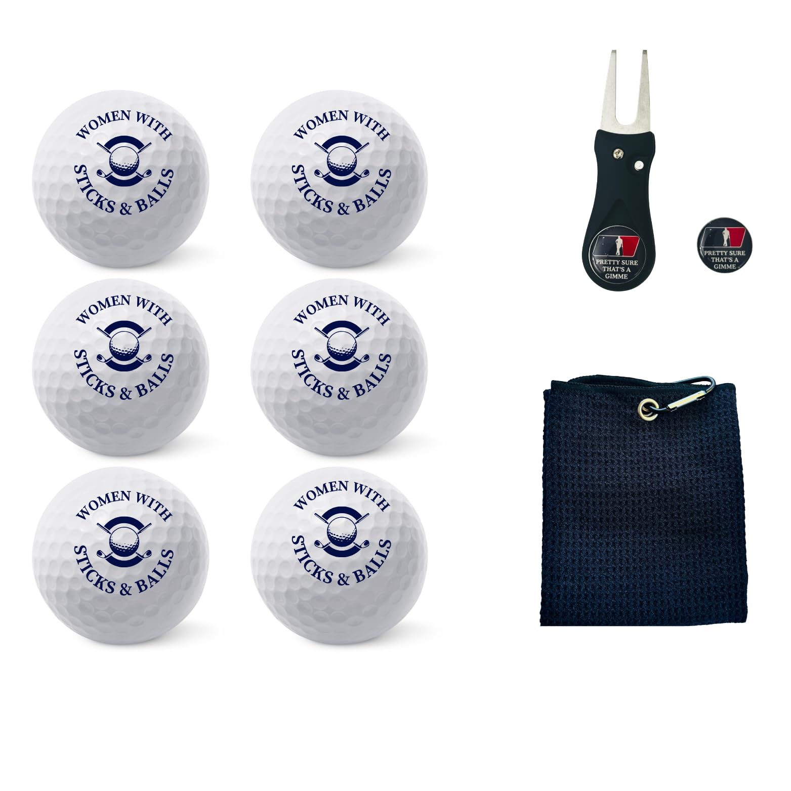 Designer Golf Balls - Women with Sticks & Balls Gift Set - Includes Golf Balls, Ideal for Birthdays, Mother's Day, Xmas, Holidays and More for Your Crazy Golfer